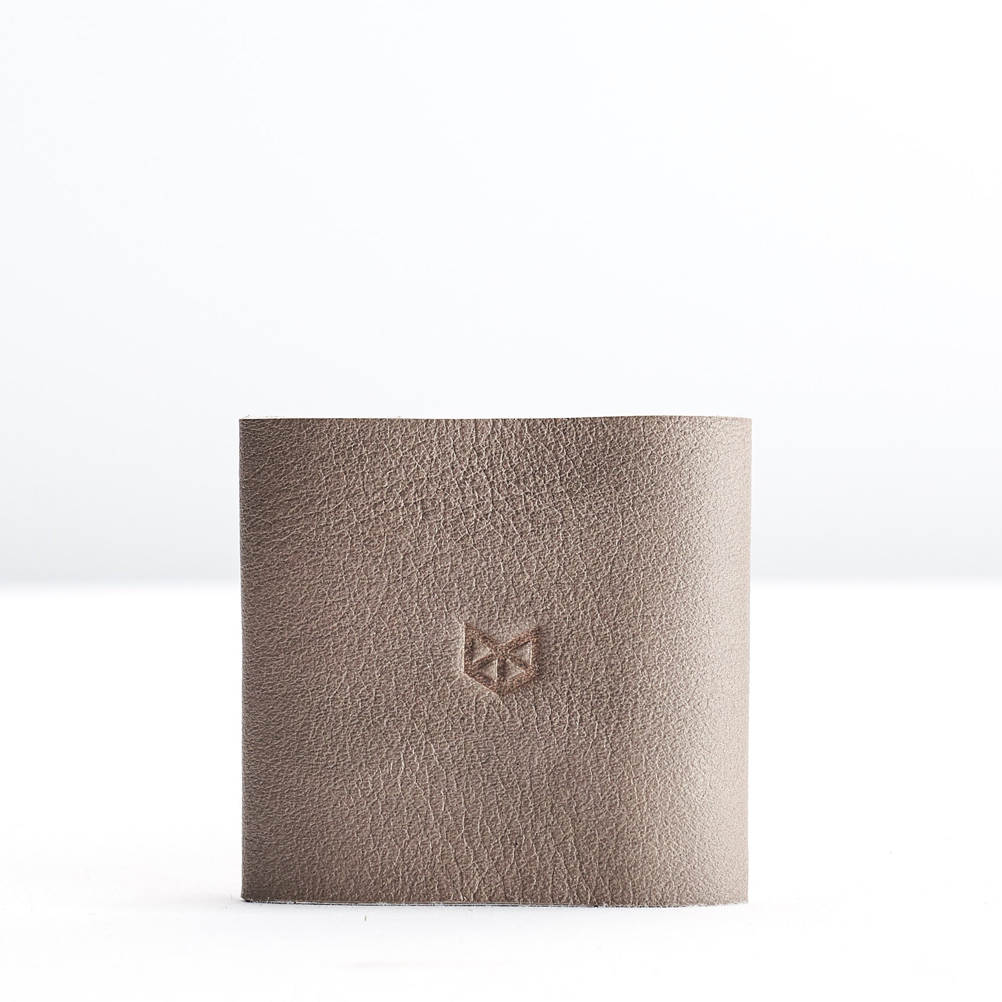 Elastic card holder. Custom engraving. Personalized grey bifold wallet for mens gifts. Handmade minimalist wallet