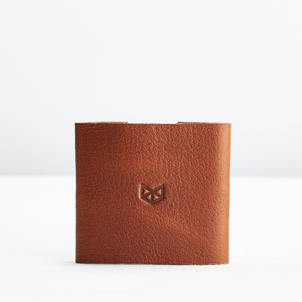 Elastic card holder. Leather light brown slim wallet gifts for men handmade accessories. minimalist full grain leather thin wallet