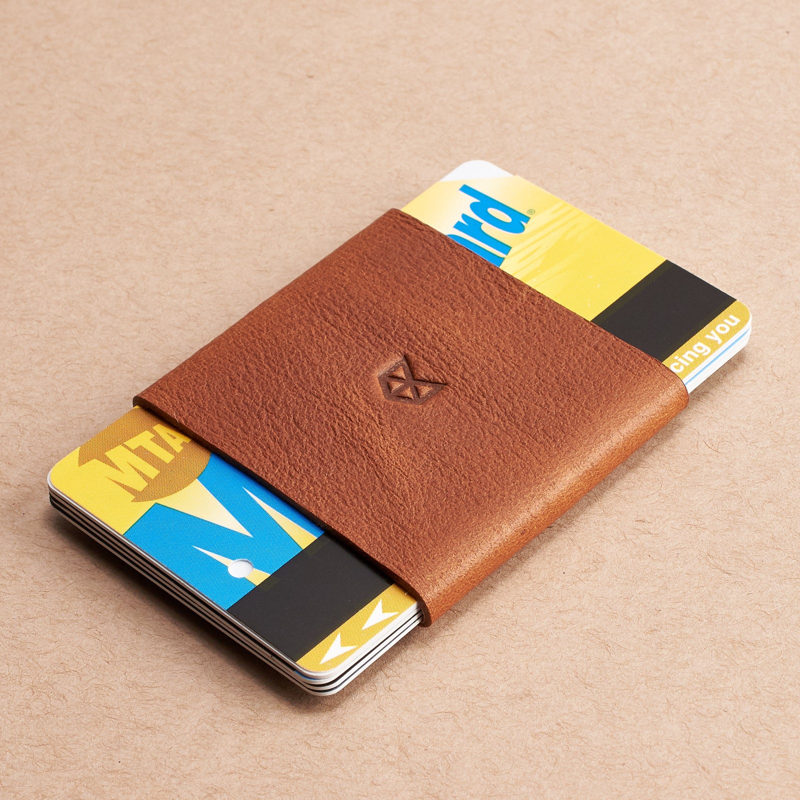 Leather light brown slim wallet gifts for men handmade accessories. minimalist full grain leather thin wallet