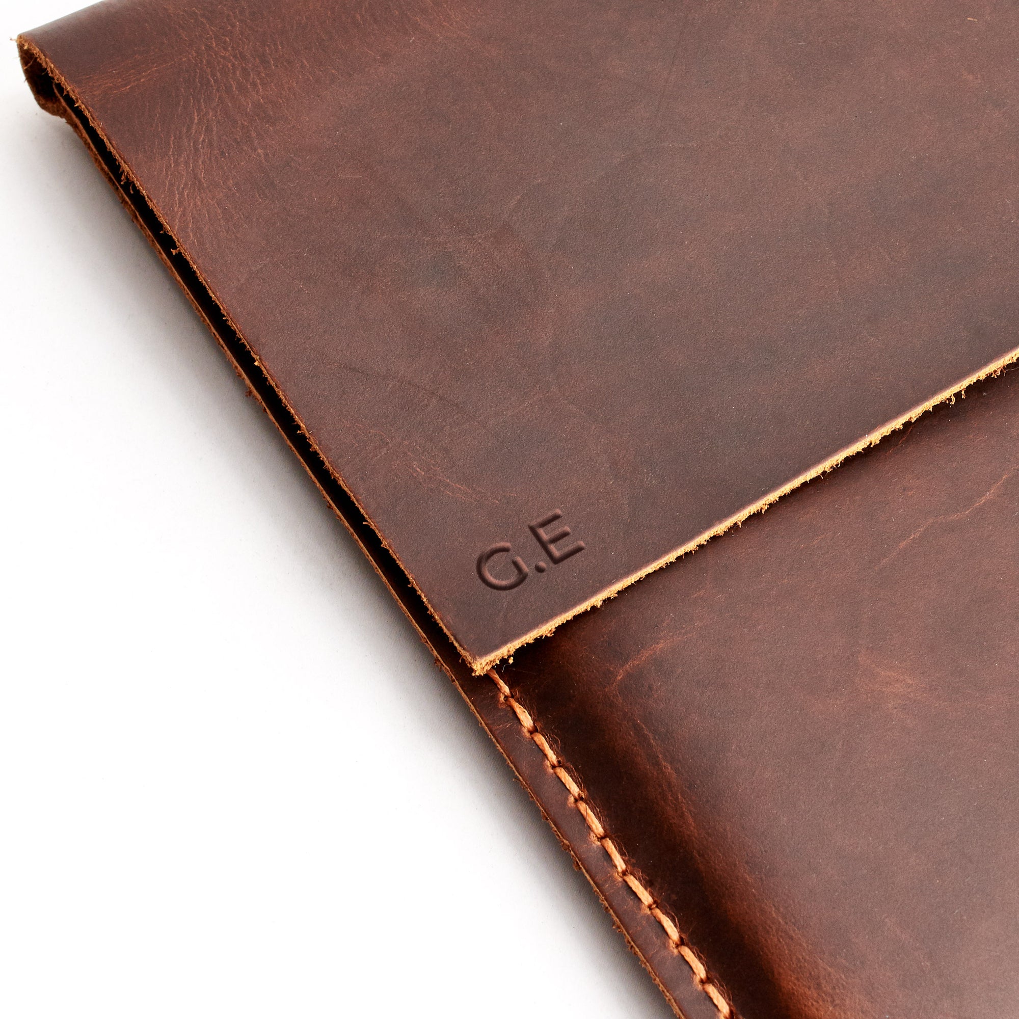 Custom Engraving. Distressed Tan Leather MacBook Case. MacBook Sleeve by Capra Leather