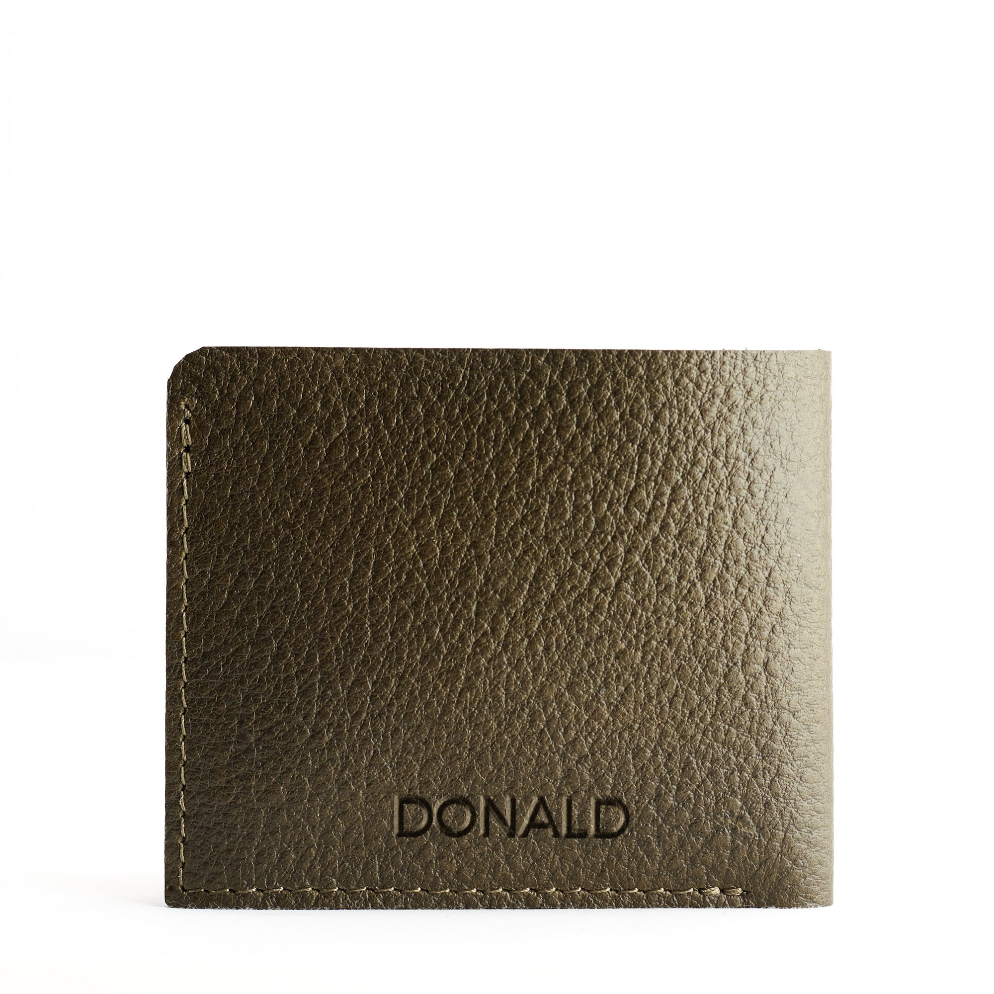 Custom monogram. Leather dark green slim wallet, minimalist bifold for mens gifts 