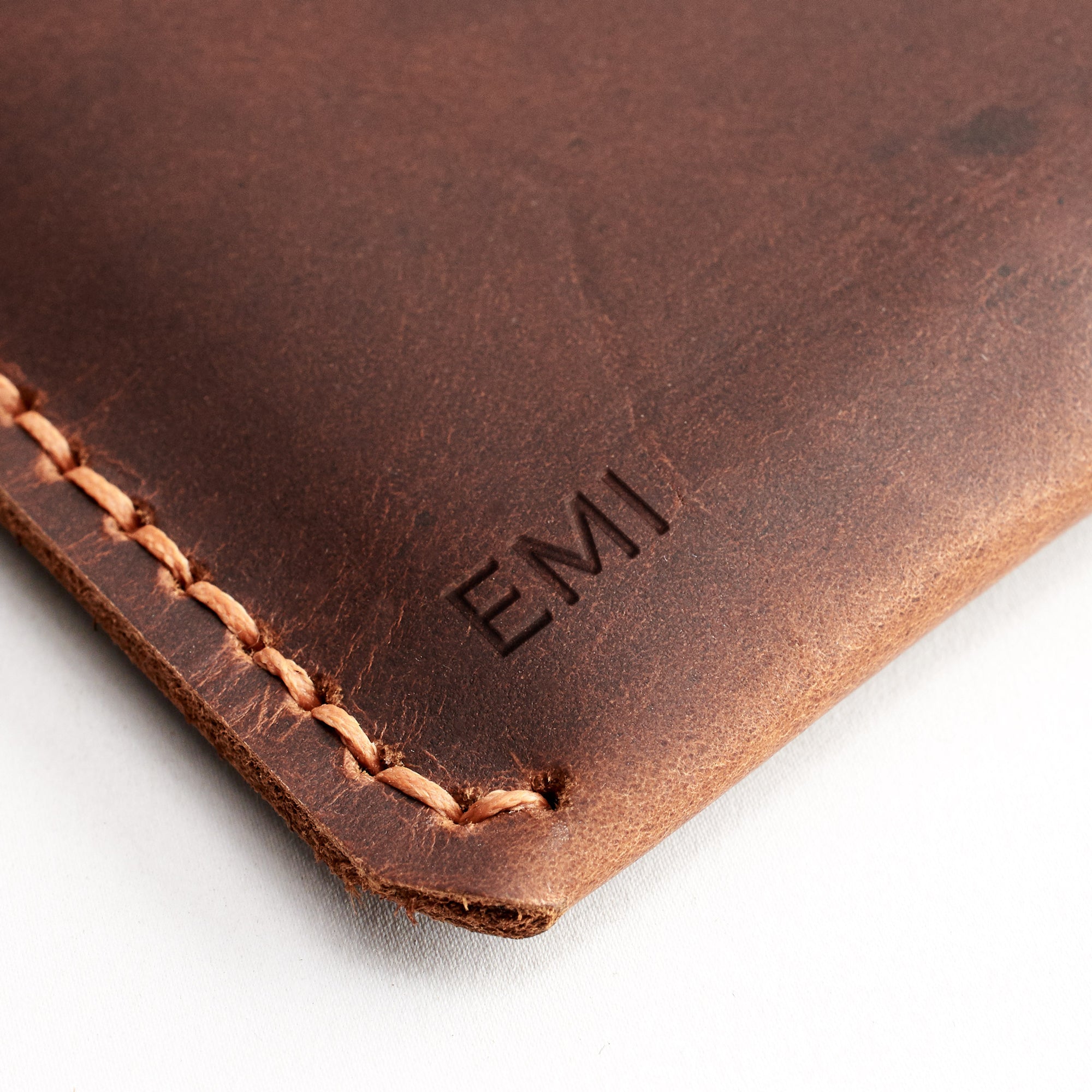 Custom monogram engraving. Google Pixel Slate Sleeve Case Distressed Tan by Capra Leather