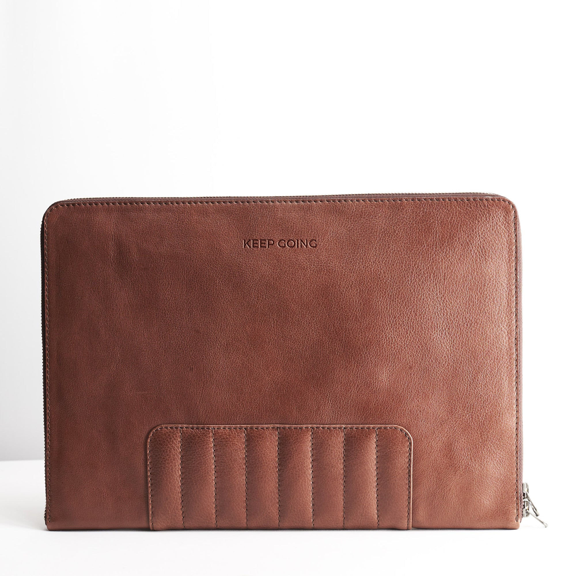 Custom monogrammed leather case. Brown Leather Laptop Portfolio Case.