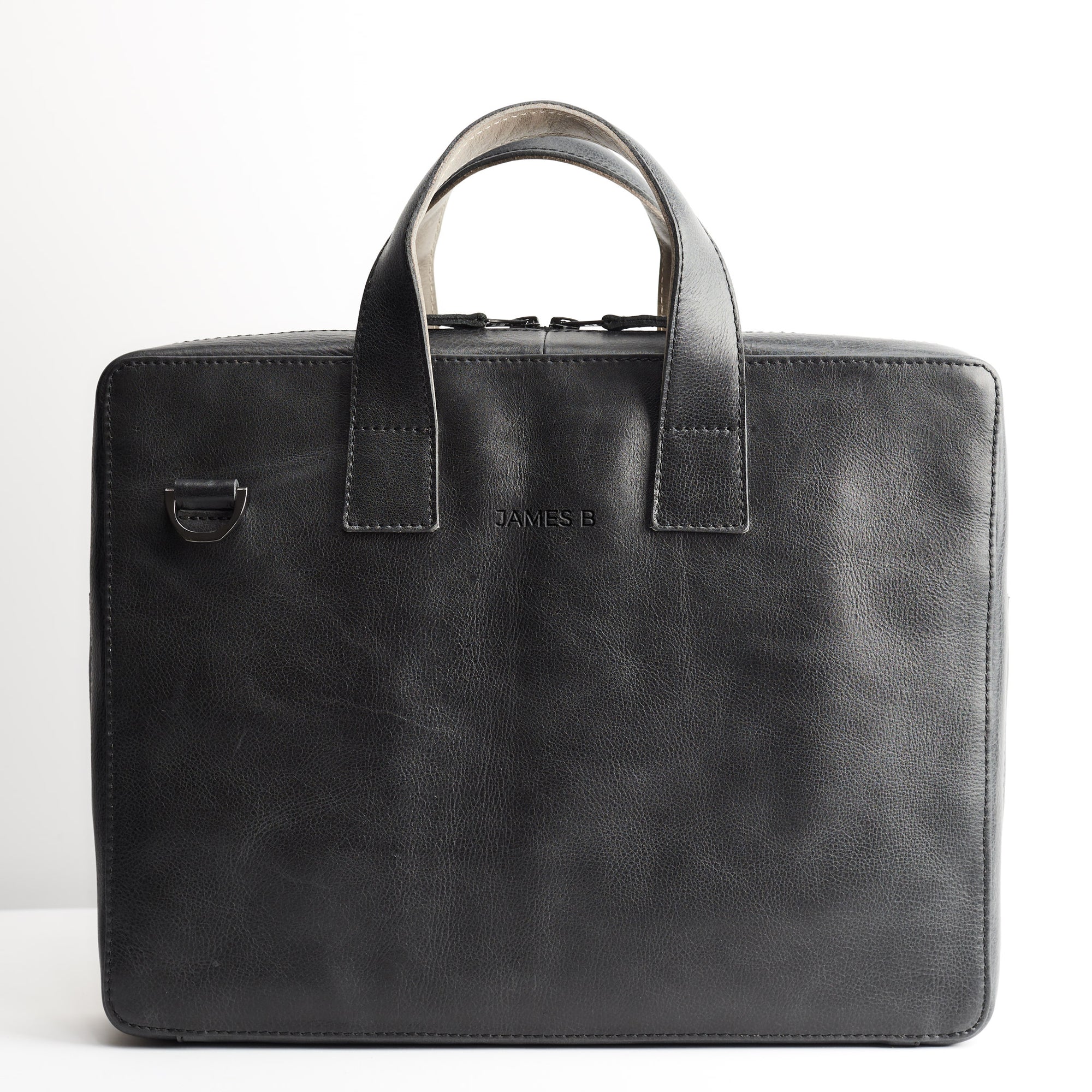 Custom engraving. Black leather soft briefcase, laptop 13 15 bag, work bag. Personalized gifts for men by Capra Leather
