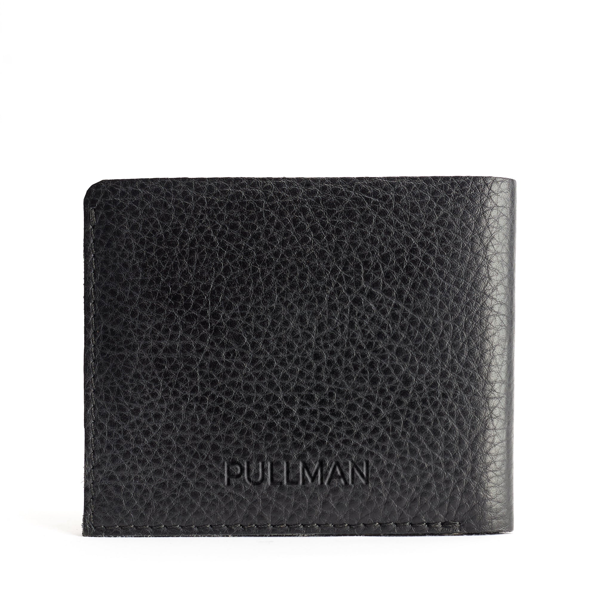 Custom engraving. Black leather slim wallet gifts for men handmade accessories by Capra Leather