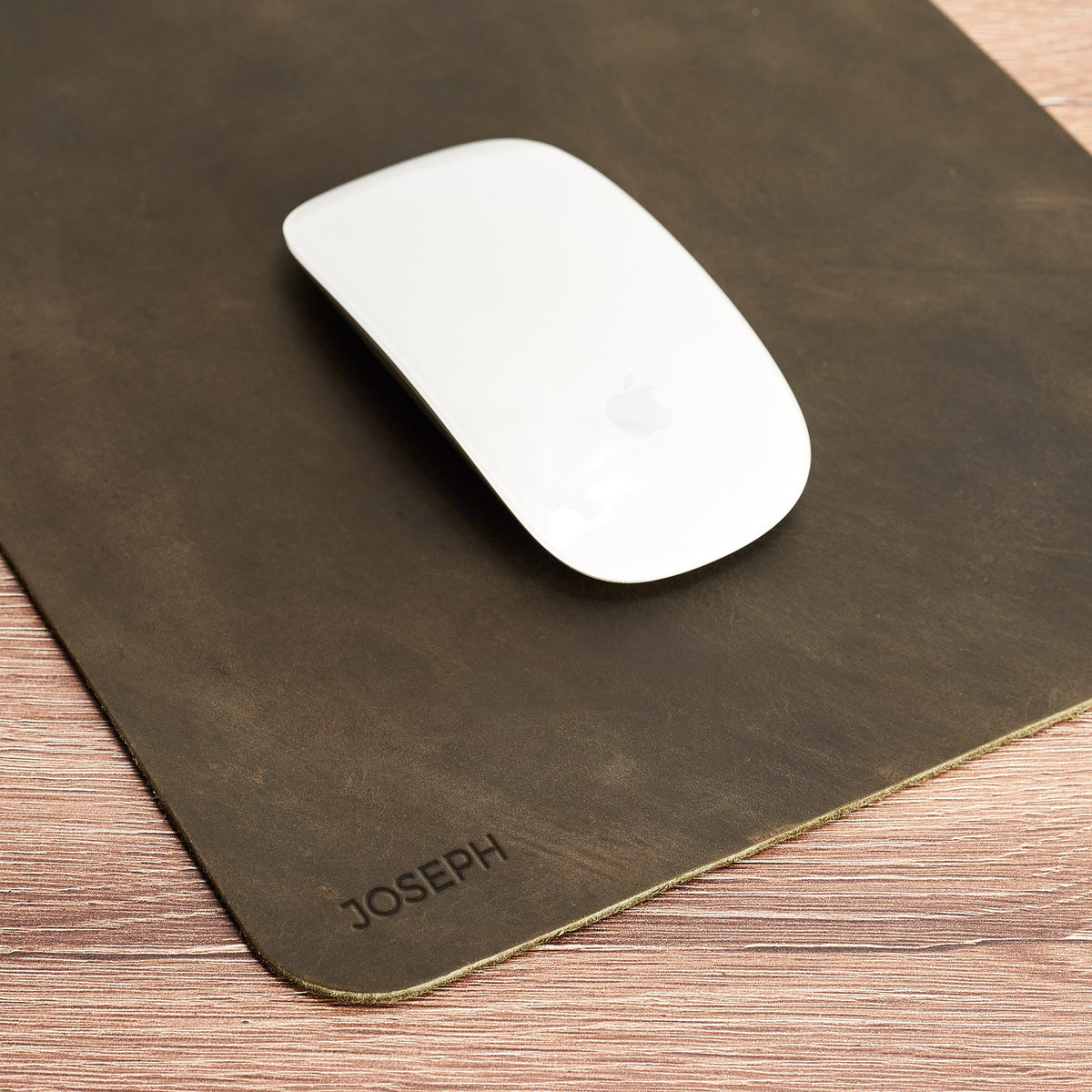 Engraving. Minimalistic Green Leather Mouse Pad + Cable Organizers, Boyfriend gift, Mousepads, Personalized stationary, Custom office supplies