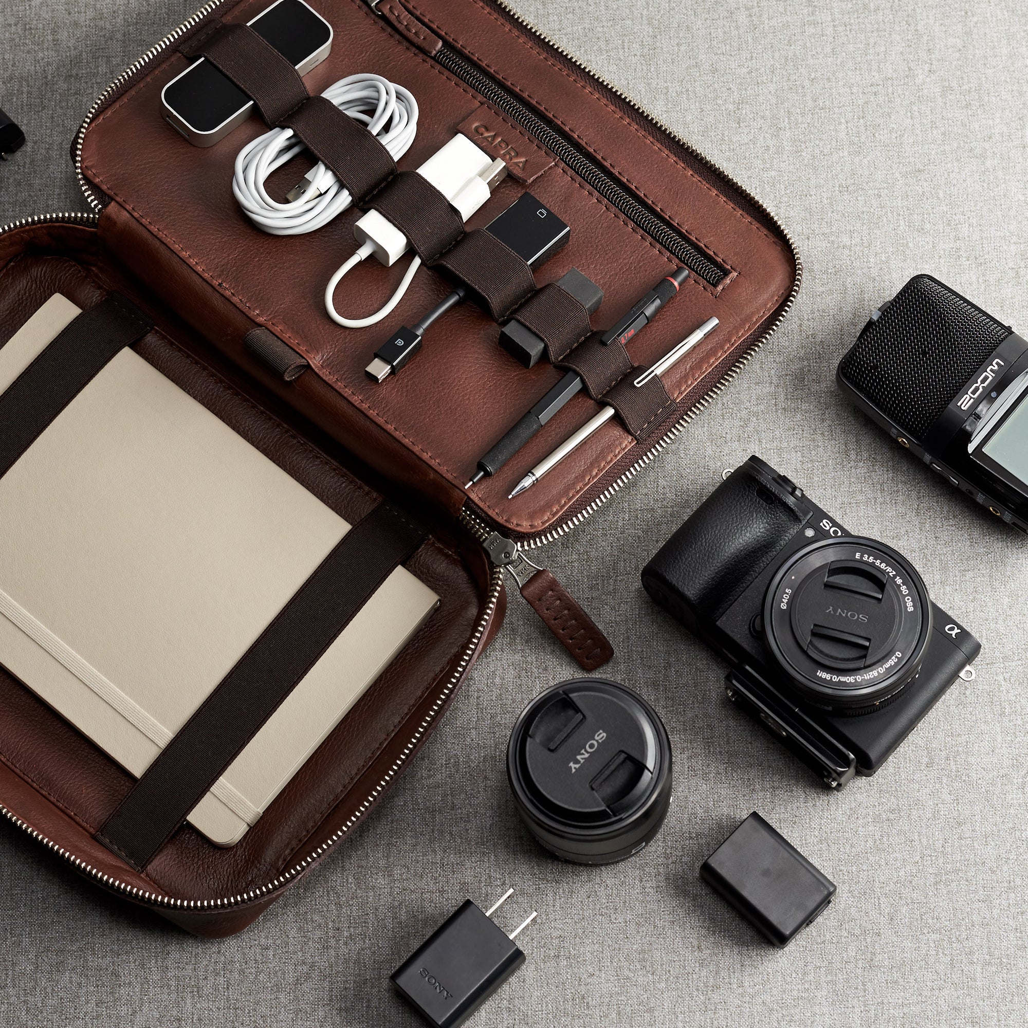 leather gear bag Small Gear Travel Pouch · Brown by Capra Leather