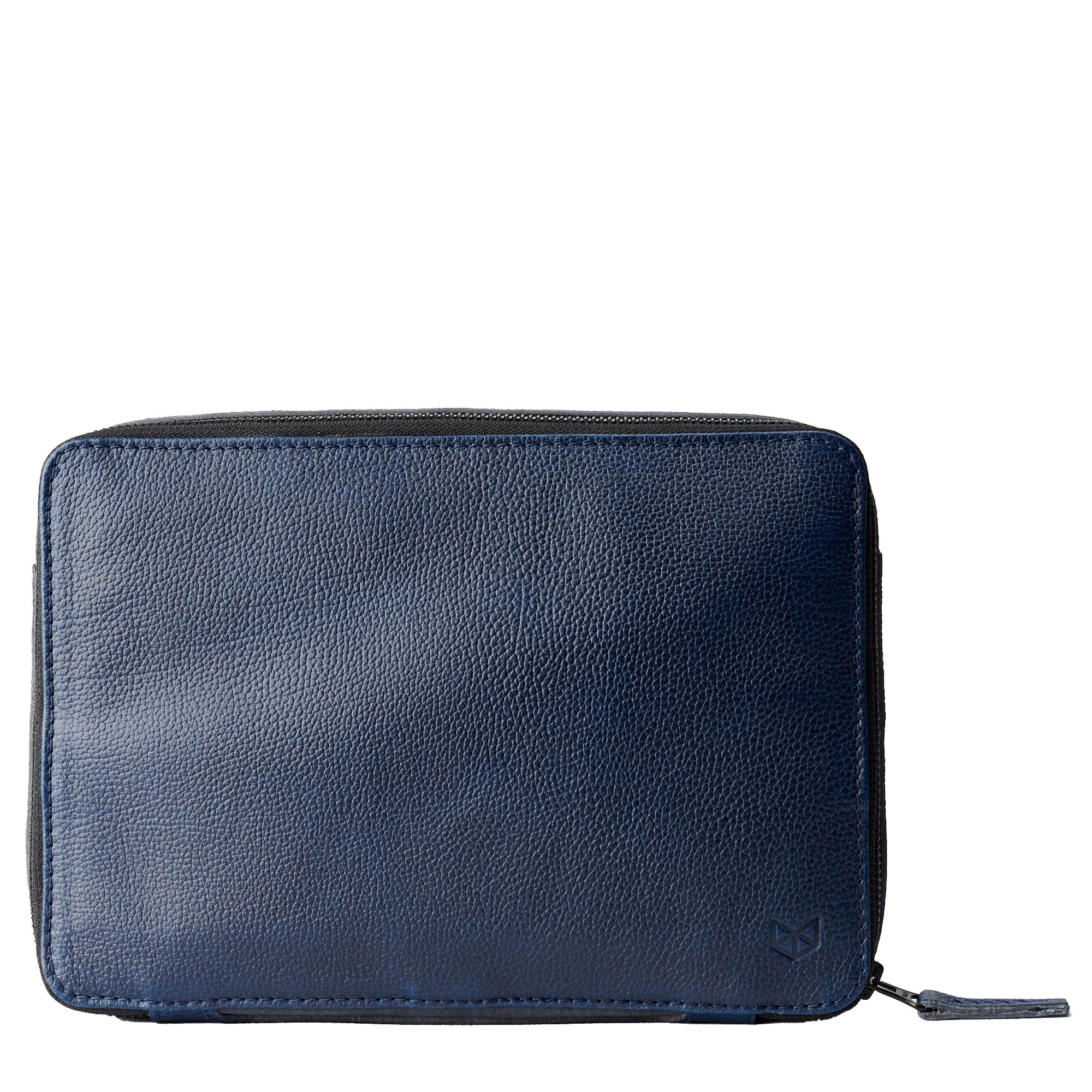 Navy tech pouch by Capra Leather. Small EDC bags. Fits iPad Pro with Apple pencil