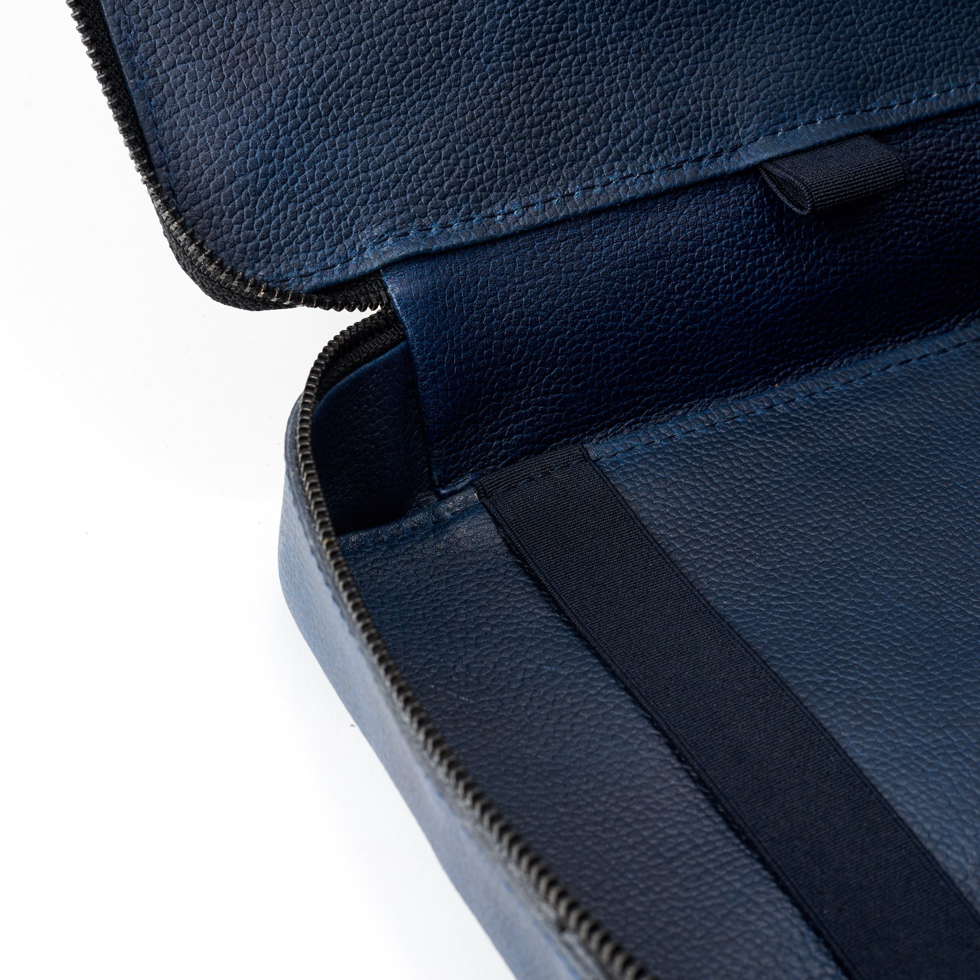 Leather Lining. Best tech travel bag navy blue by Capra Leather