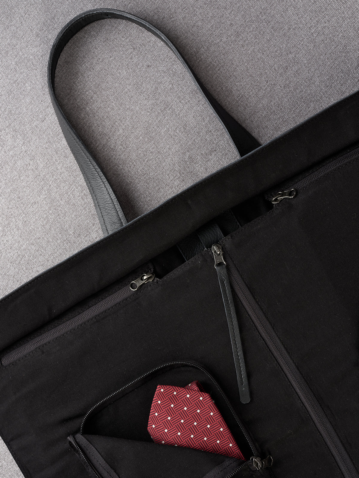 Internal Pockets. Men's Garment Bag Black by Capra Leather