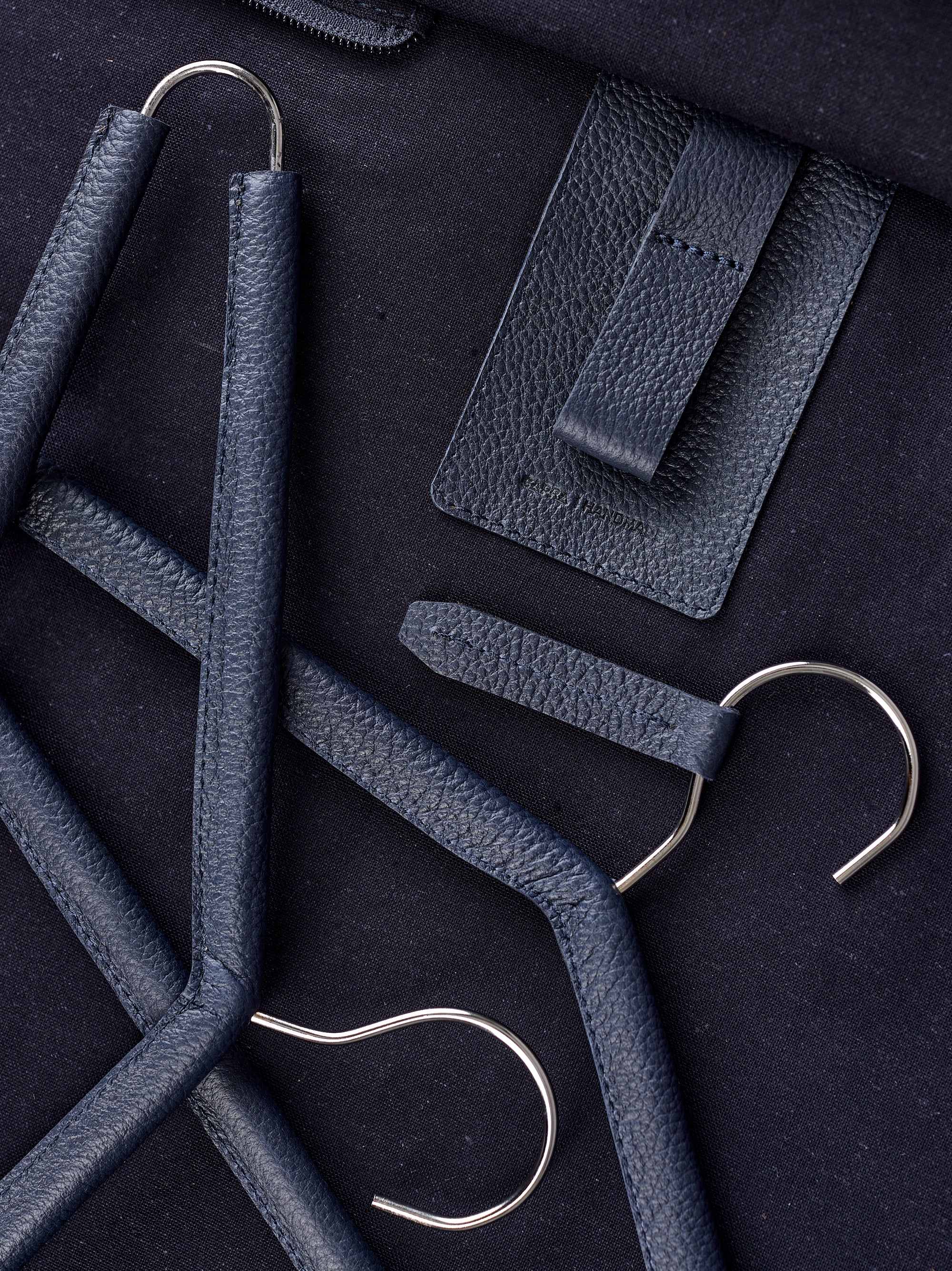Leather Clothing Hangers. Travel Suit Bag Navy by Capra