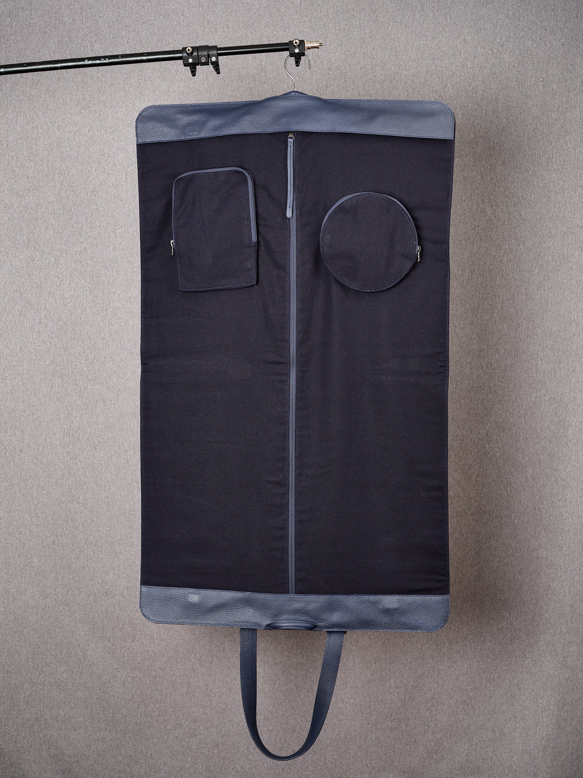 Monogrammed Garment Bag Navy by Capra Leather