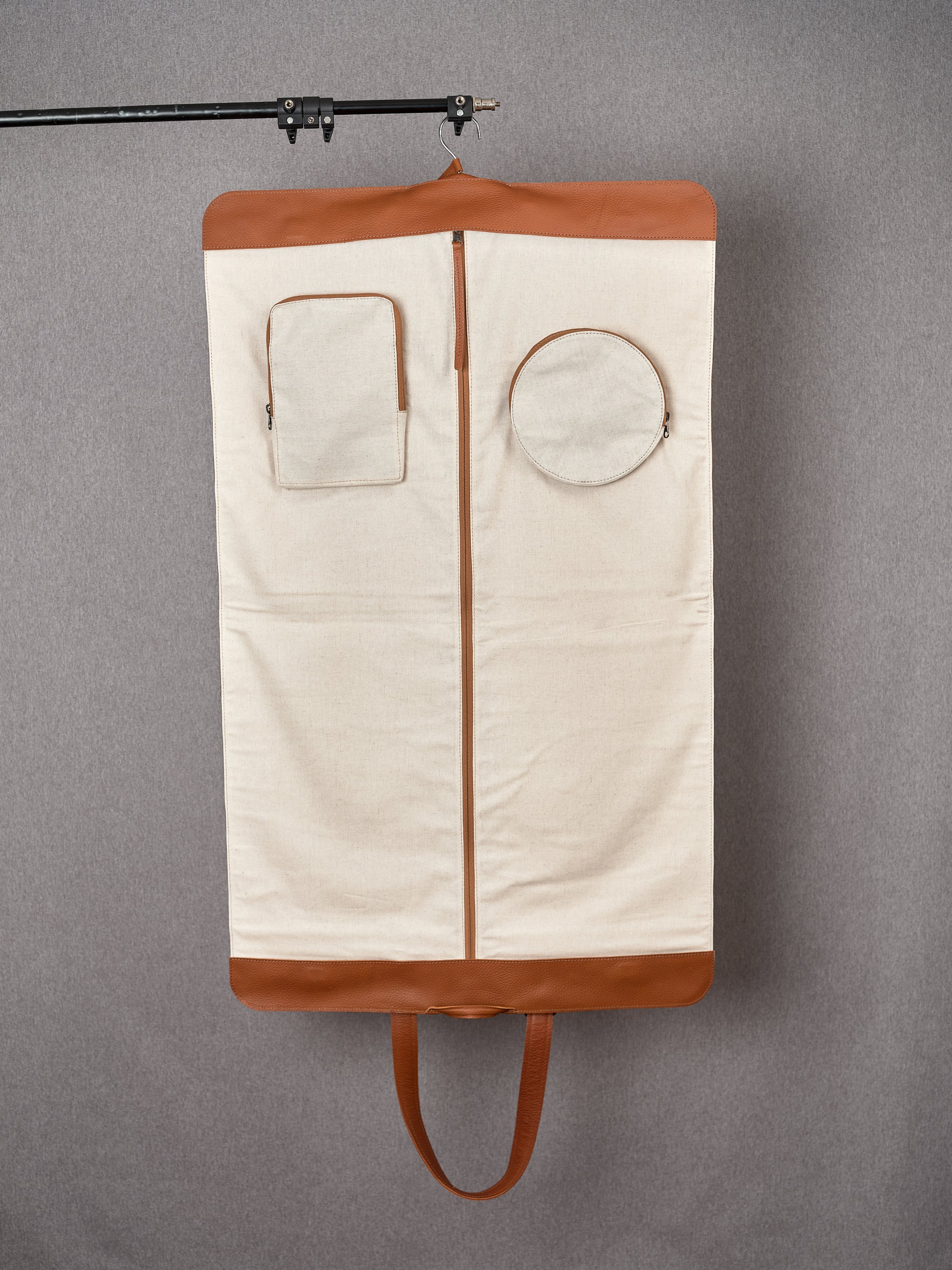 Monogrammed Hanging Garment Bag Tan by Capra Leather