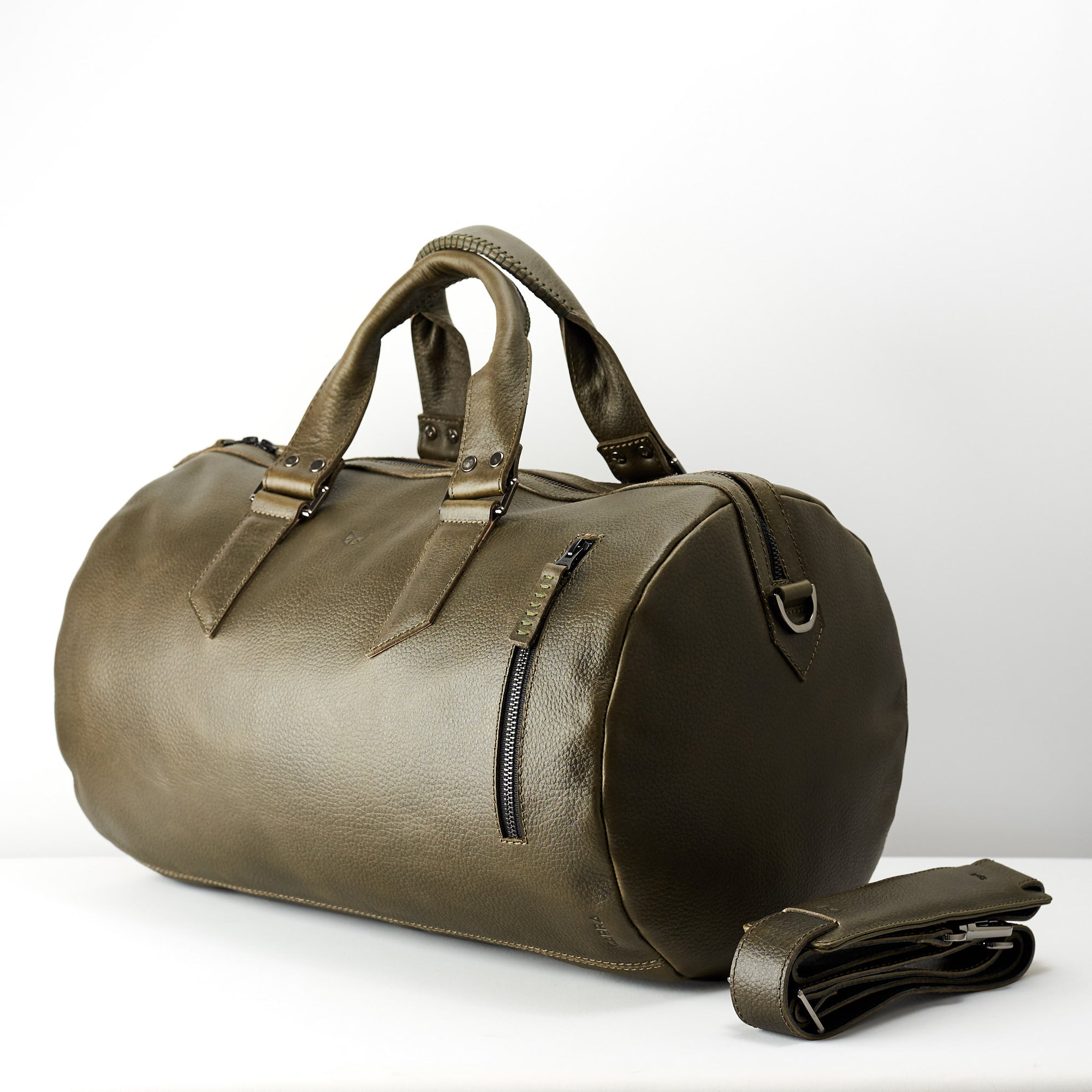 Travel luggage interior. designer leather weekender bag for men. Carryall shoulder bag 