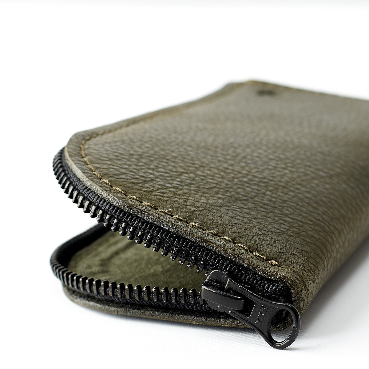 Linen interior detail. Gifts for men. Green leather Glasses case, sunglasses case, hand stitched leather sleeve for reading glasses