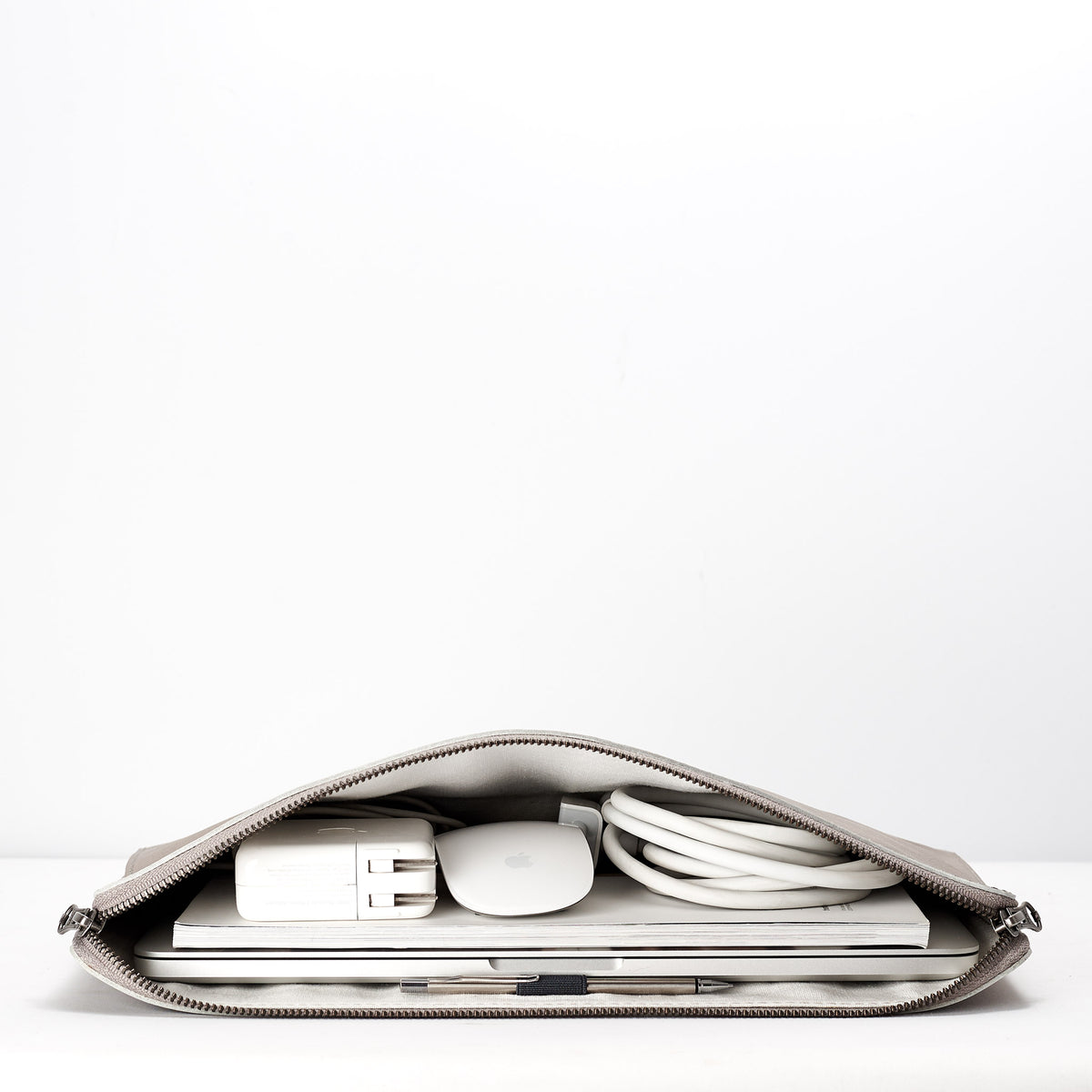 Grey leather iPad and tablets portfolio case.