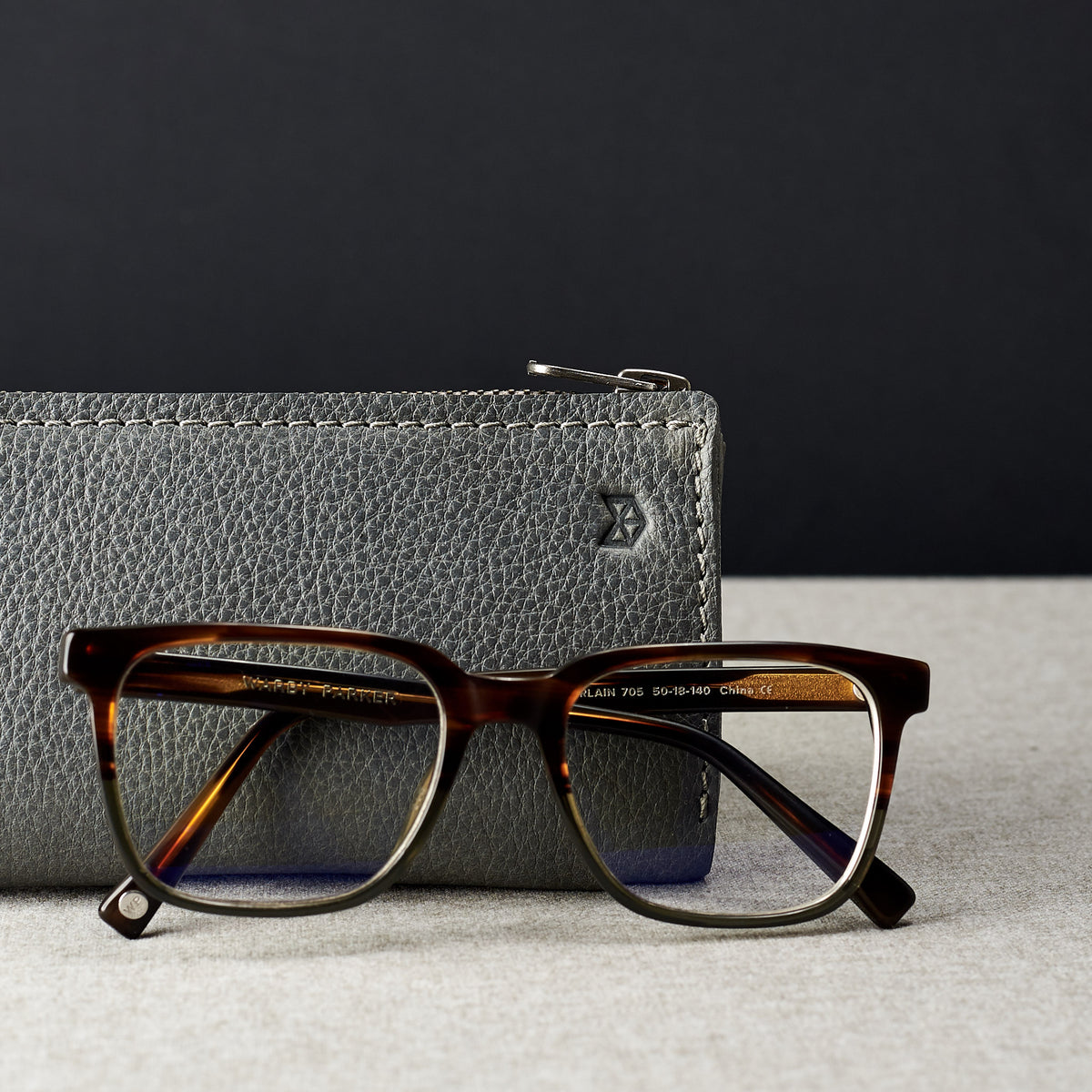 Style. Style linen interior. Grey leather glasses case for men. Custom handmade leather sleeve for mens glasses