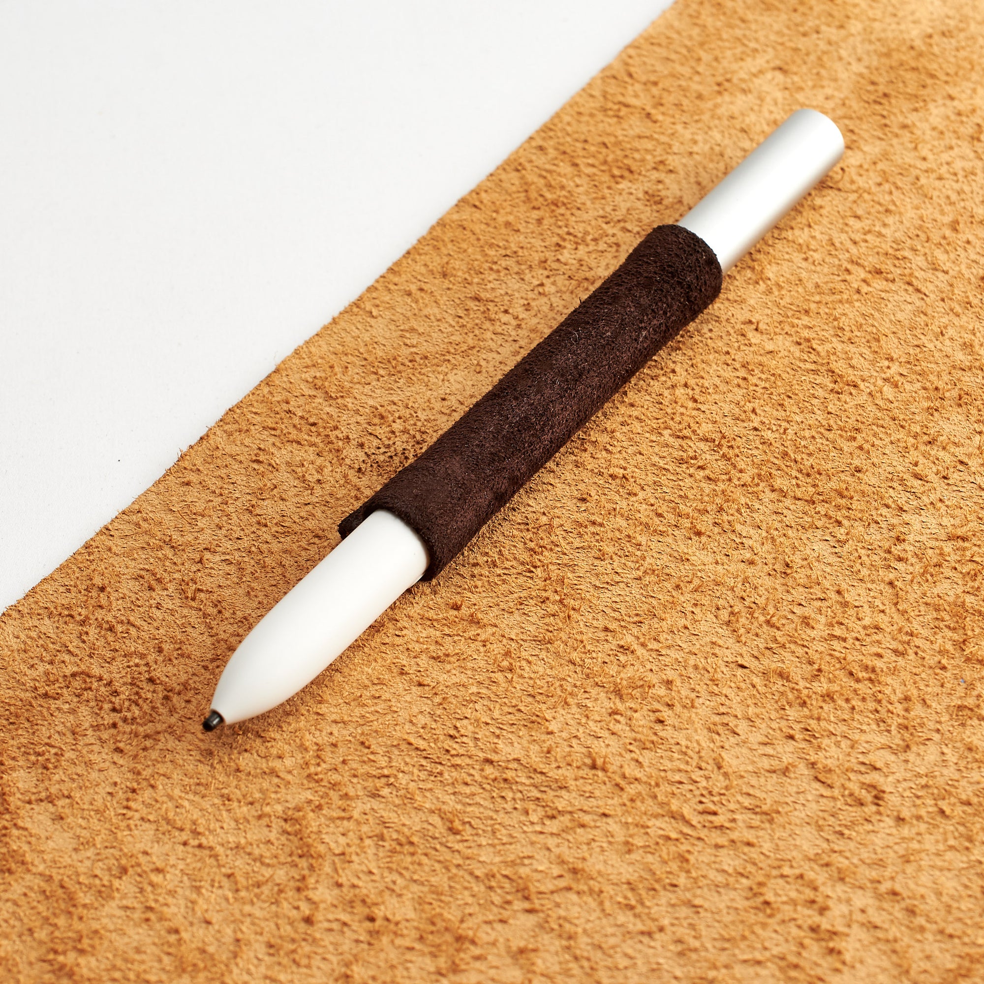 Google pen holder. Google Pixelbook light brown leather sleeve for men