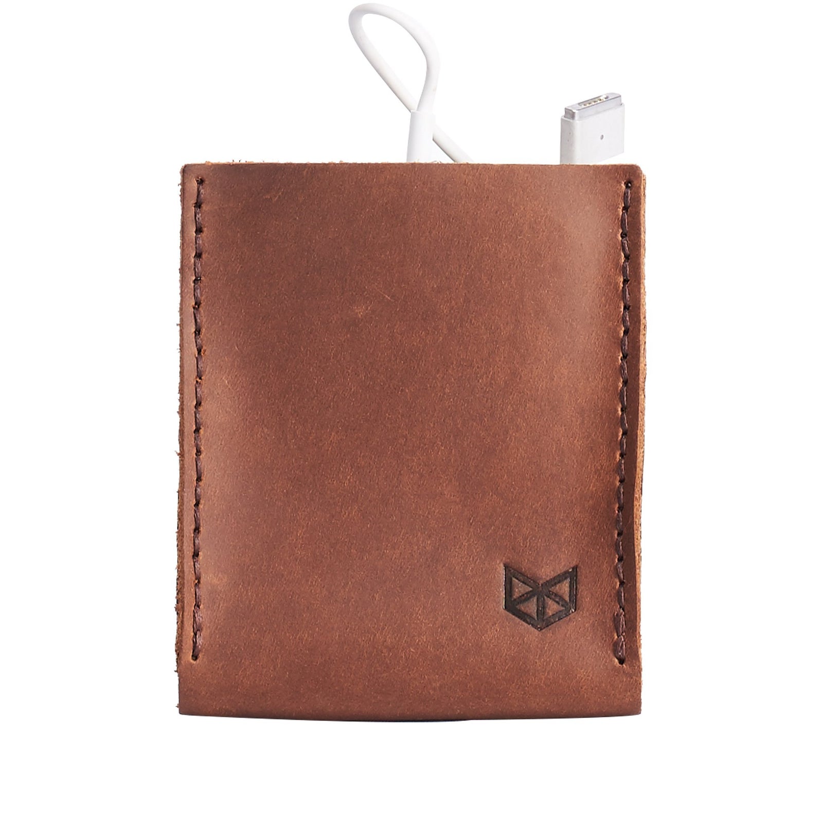 Light brown Apple charger leather bag. Office supplies. Cable organizers. Macbook Pro charger leather bag for mens gifts 