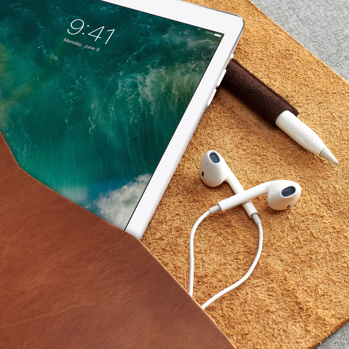 Apple Accessories. iPad Sleeve. Leather Case Tan for iPad by Capra Leather