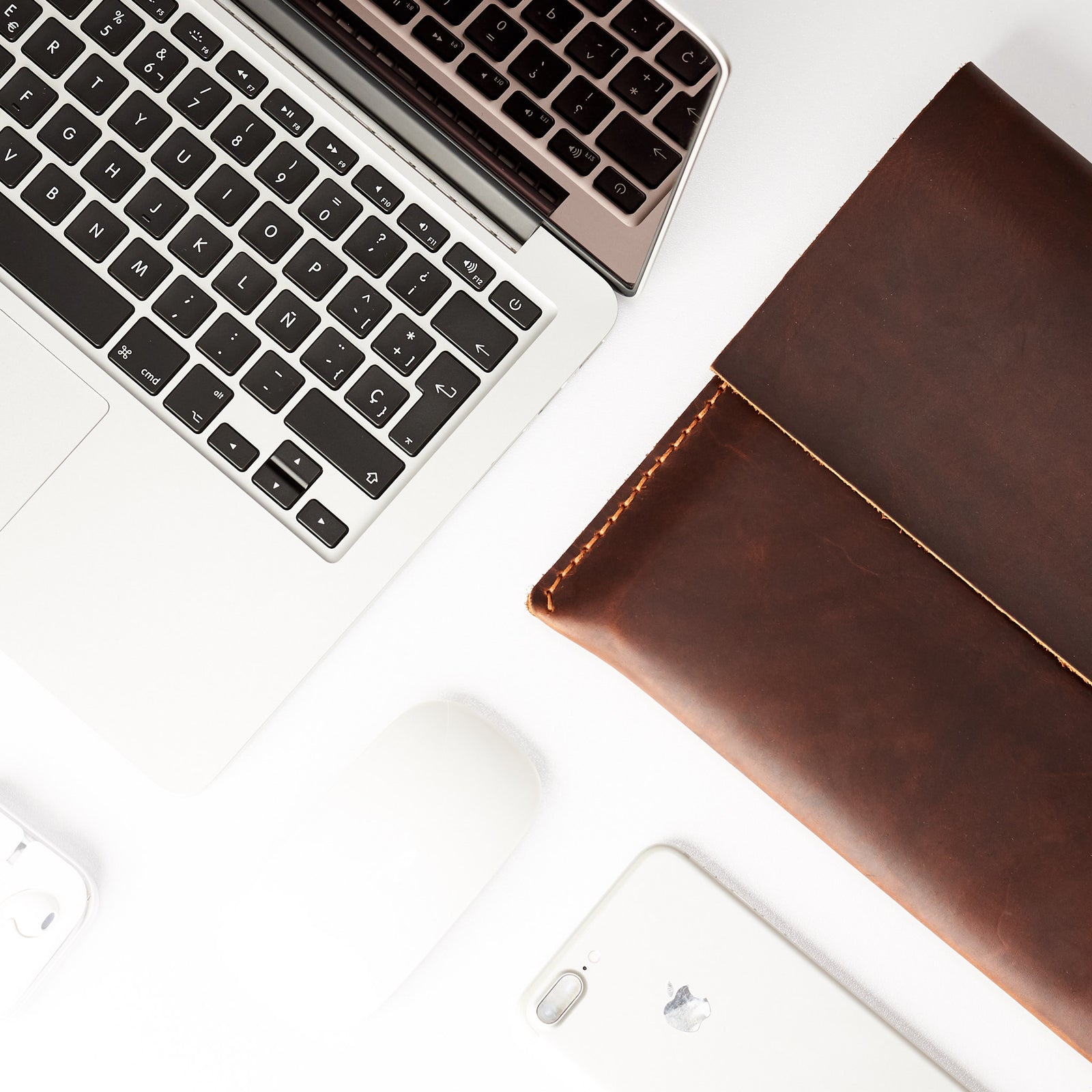 Closed. Distressed Tan Leather MacBook Case. MacBook Sleeve by Capra Leather