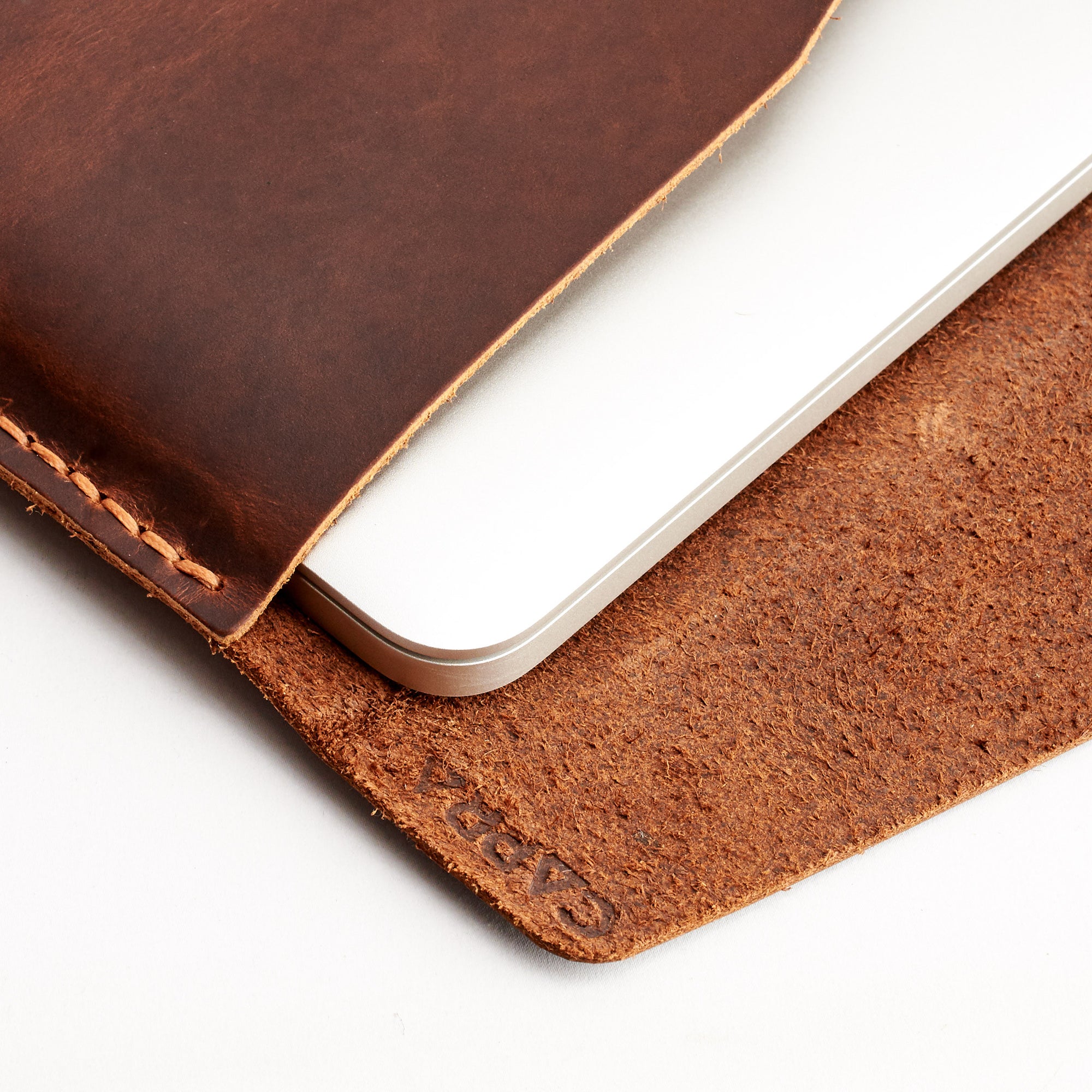 Soft interior. Tan brown Macbook Pro Touch bar sleeve. Mens leather folio. Custom case for mens gifts