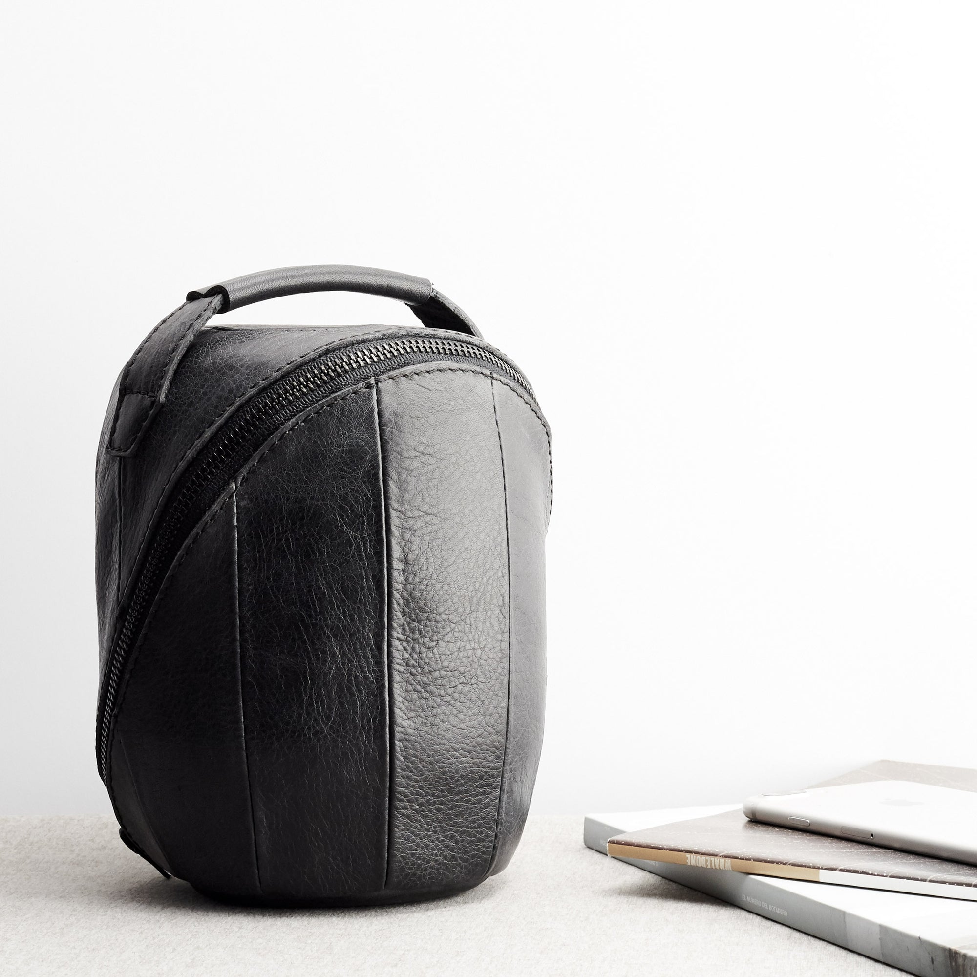 Unique handmade leather cover. HomePod black leather travel carrying case.