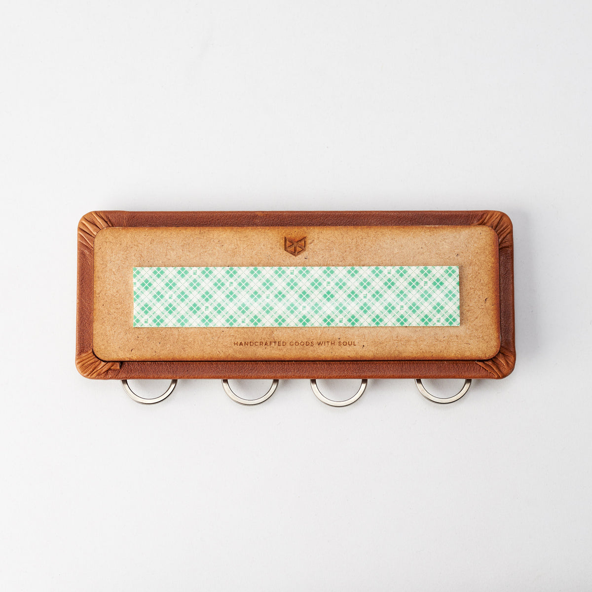 Back. Magnetic key hanger organizer. Tan leather magnetic key holder for wall decor. Entryway organizer decor. Home decoration. Keys organizer. Crafted by Capra Leather.