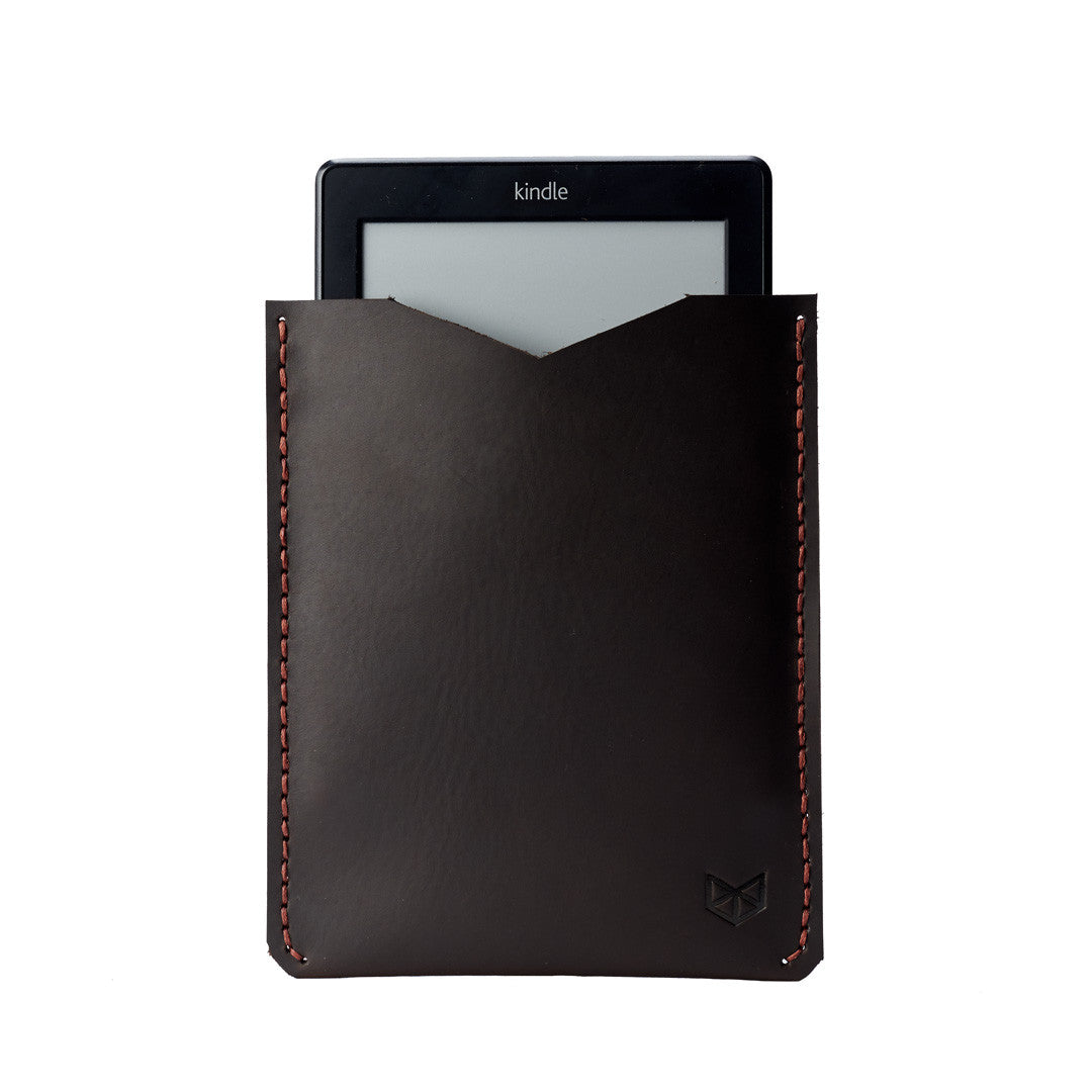 Front. Marron Leather Kindle Cover. Hand stitched Case. Lucid Kindle Case. Gifts for him