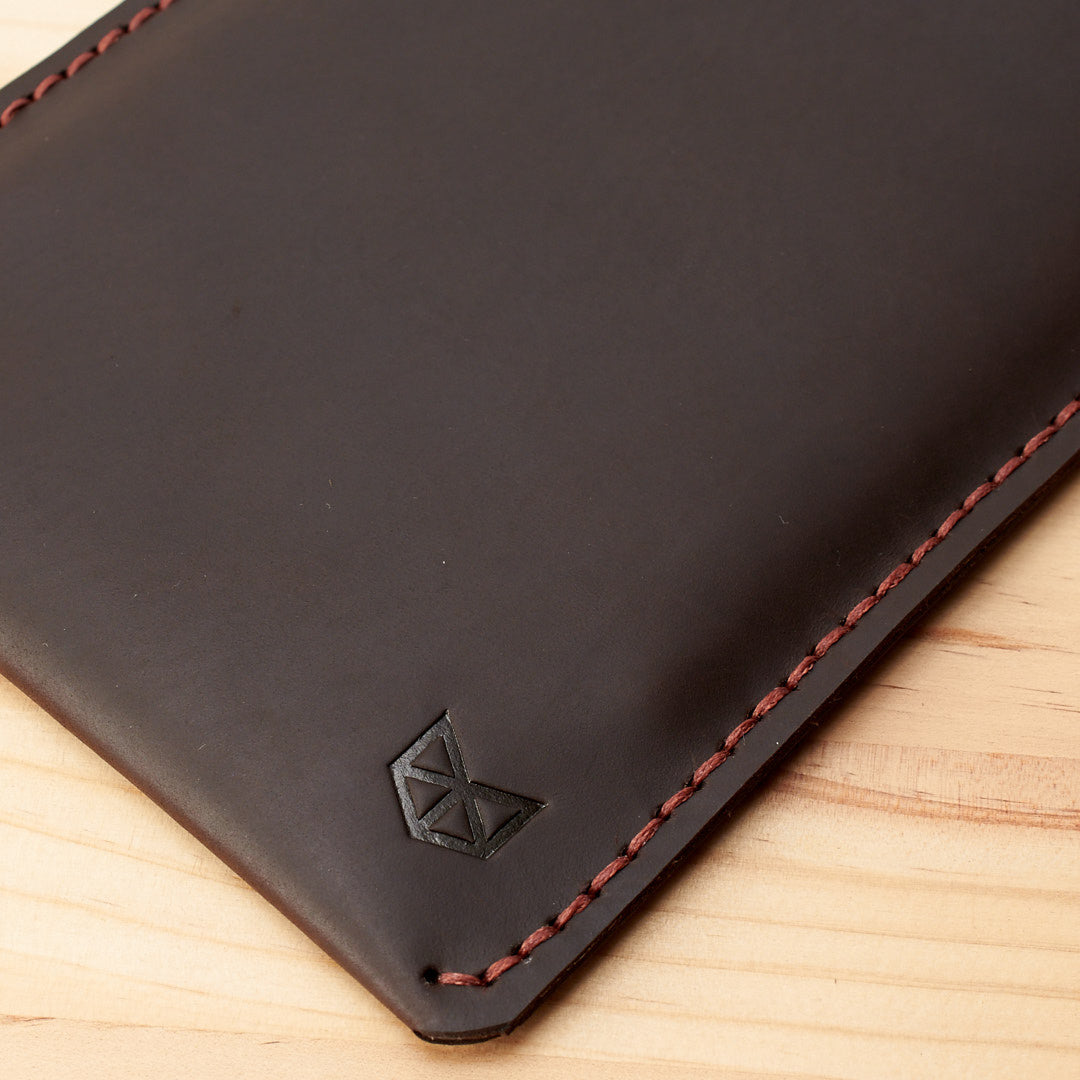 Detail. Marron Leather Kindle Cover. Hand stitched Case. Lucid Kindle Case. Gifts for him