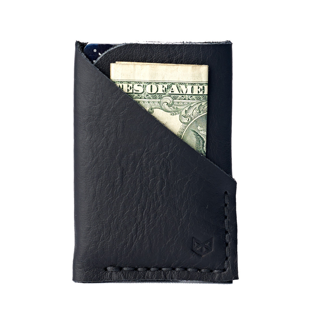 Slim kuo wallet, perfect gift for men. Black mens thin minimalist wallet. Custom gifts for men