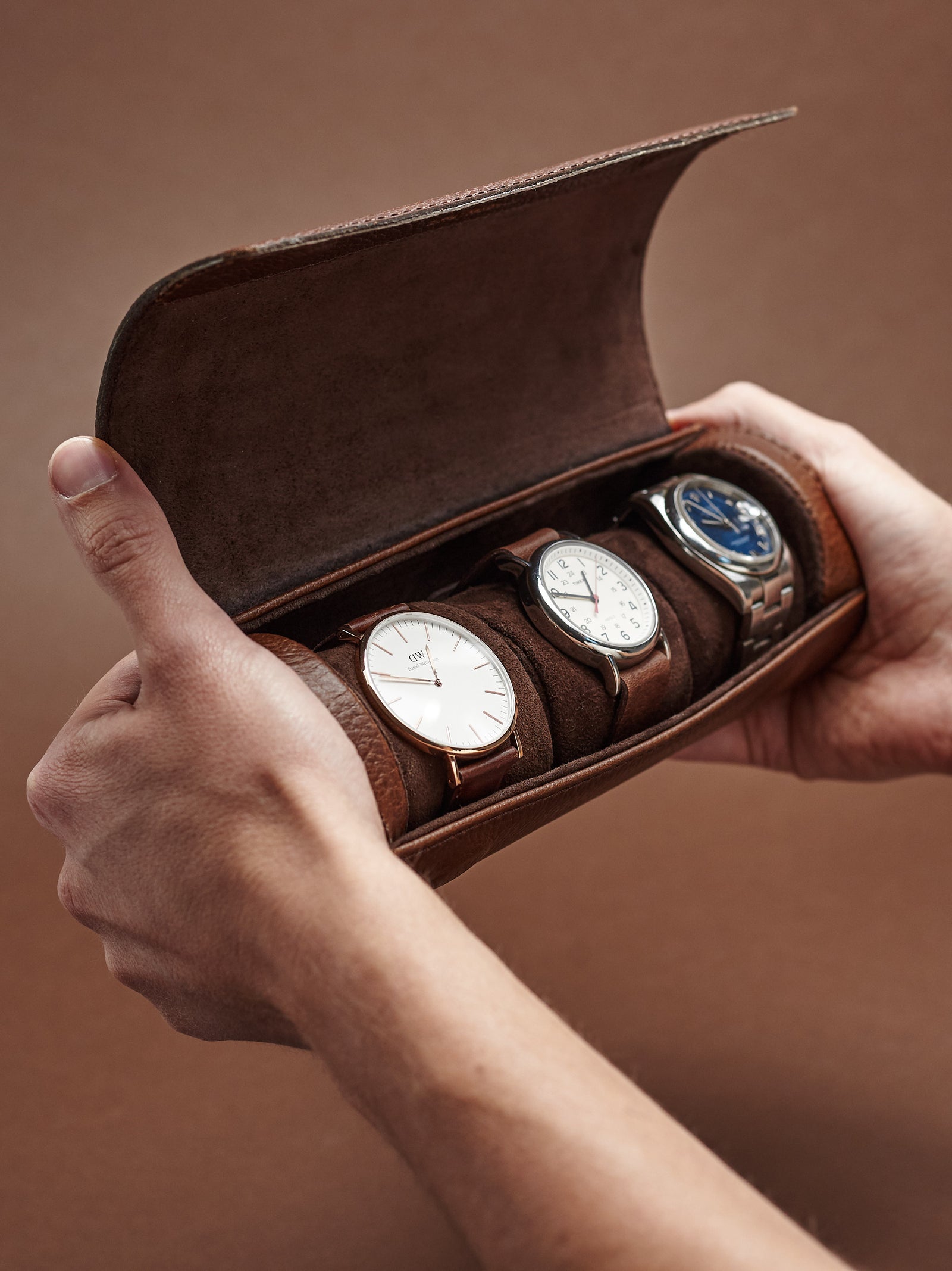 Watch case brown by Capra Leather
