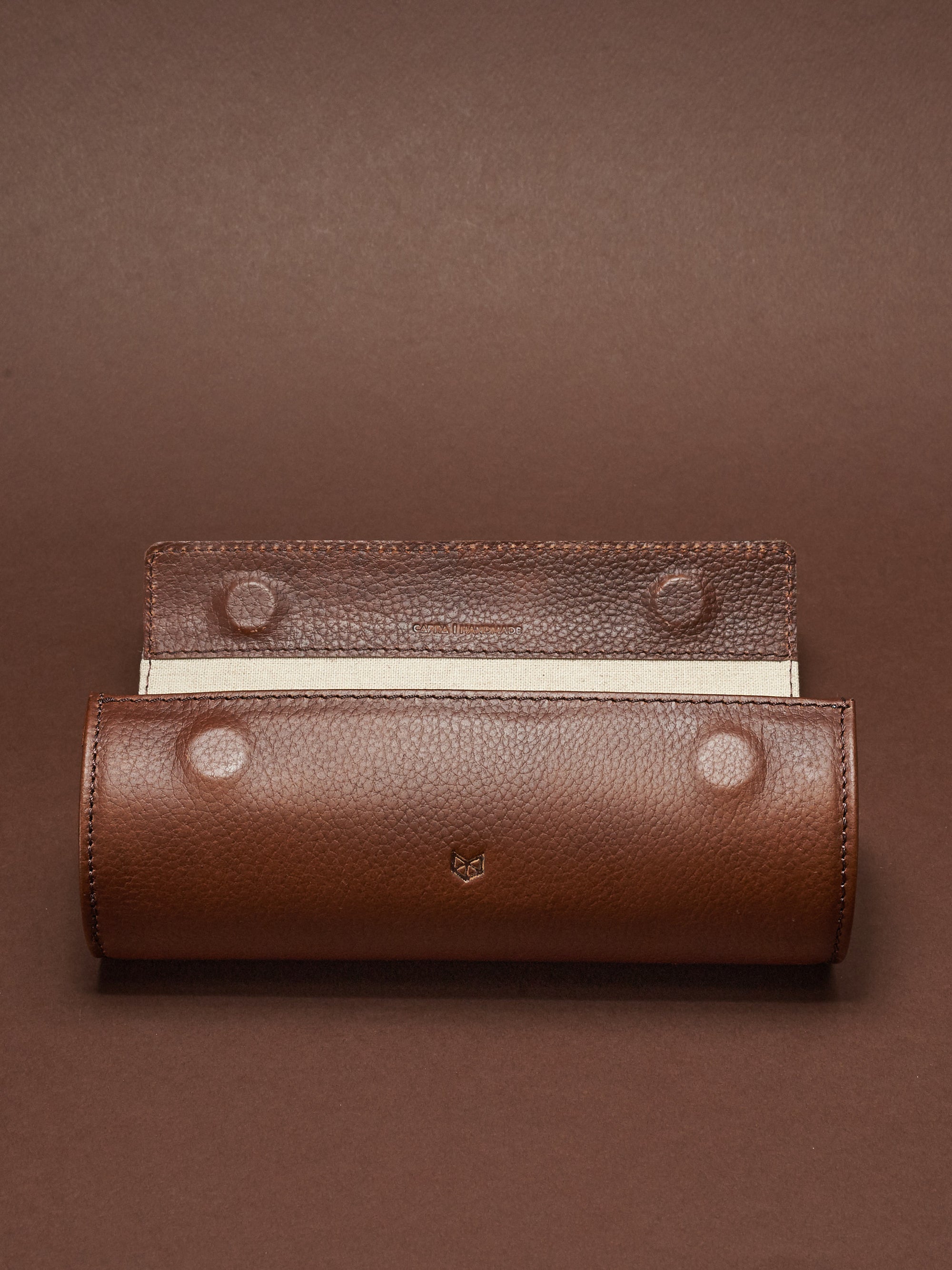 Leather watch rolls brown by Capra Leather