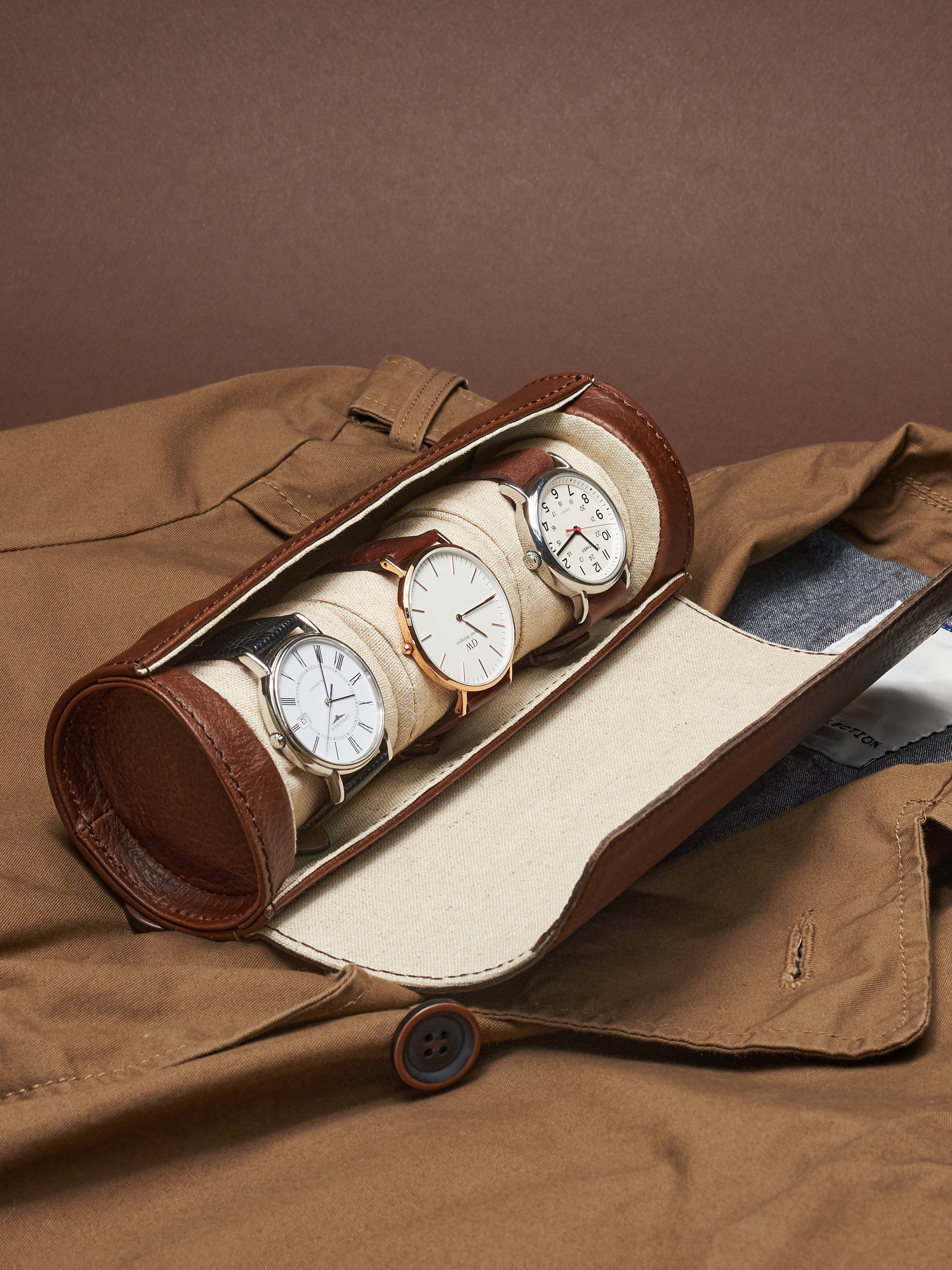 Timex watches 35 mm case brown