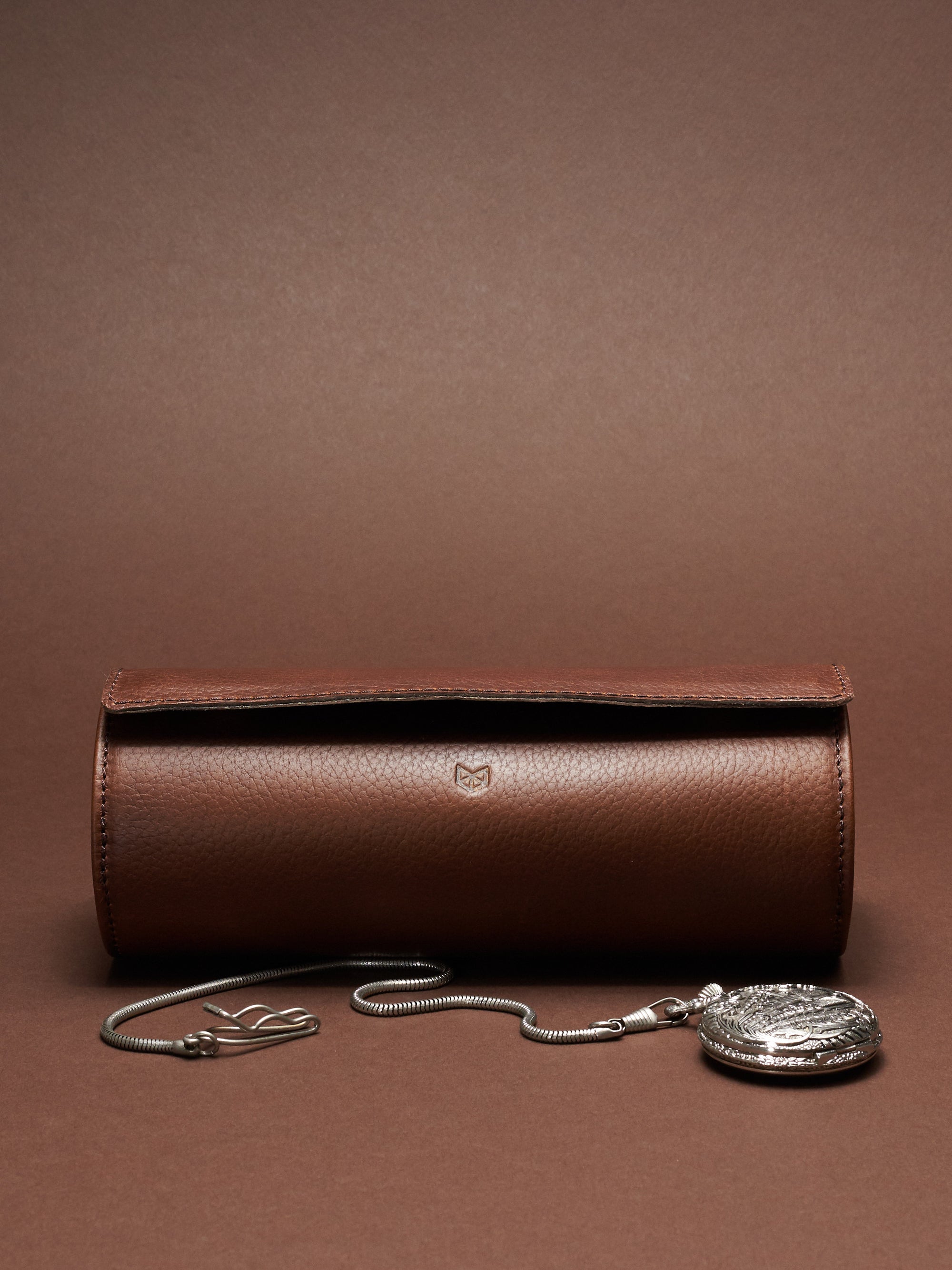 Traveling watch case brown by Capra Leather