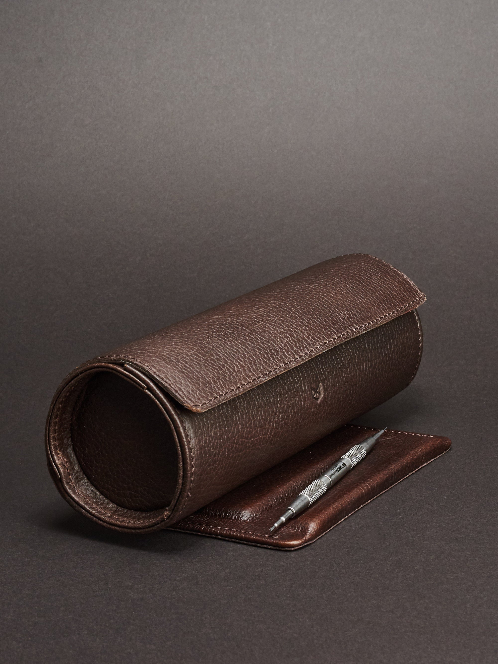 Watch case holder dark brown by Capra Leather