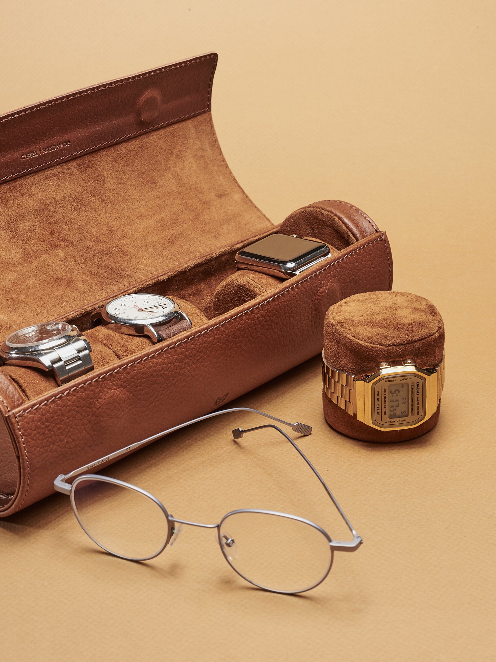 Goyard watch roll tan by Capra Leather