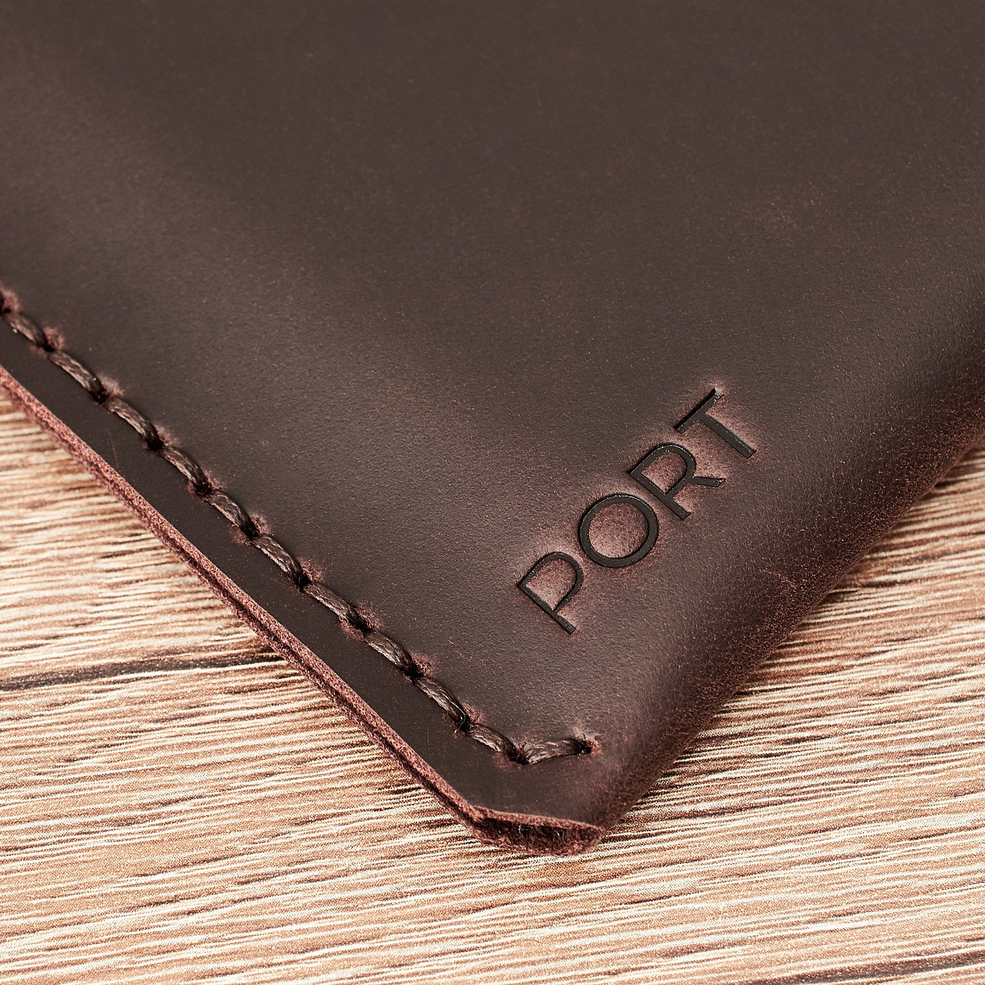 Custom monogram engraving. Dark brown leather sleeve for ASUS Zenbook Pro Duo. Mens gifts