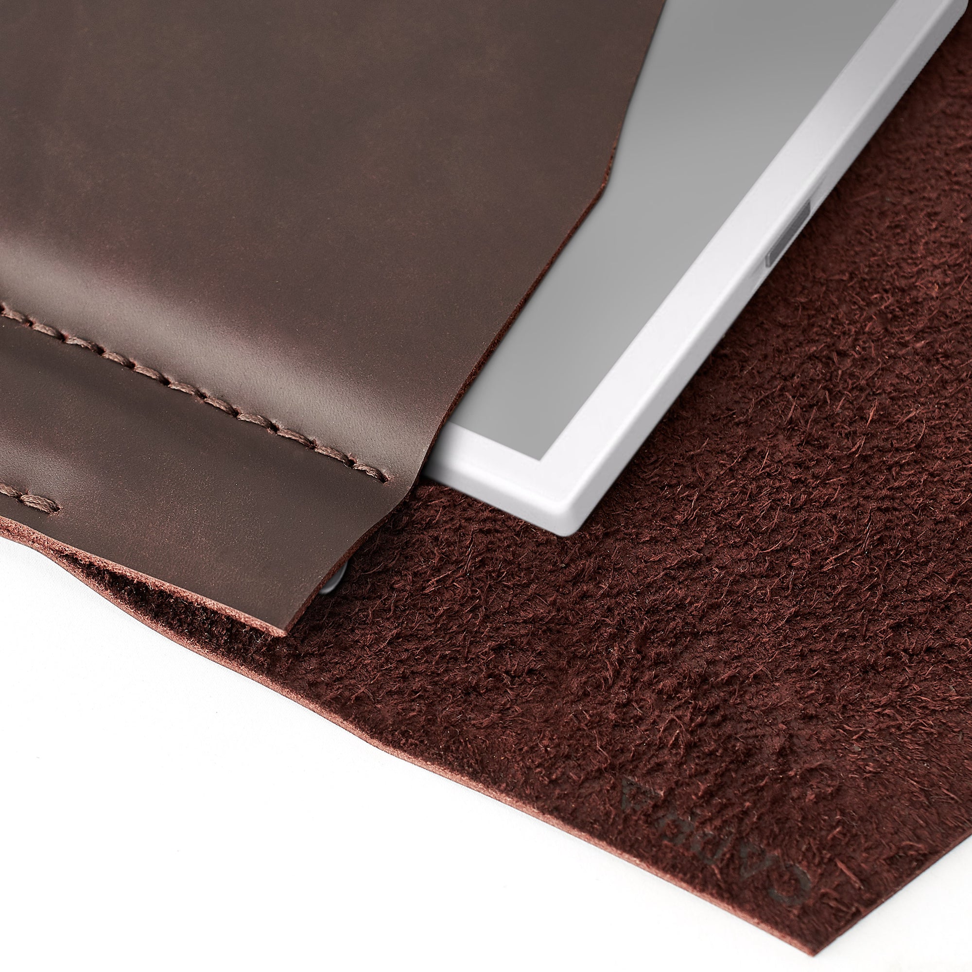 Soft interior. Dark brown handcrafted leather reMarkable tablet case. Folio with Marker holder. Paper E-ink tablet minimalist sleeve design. 