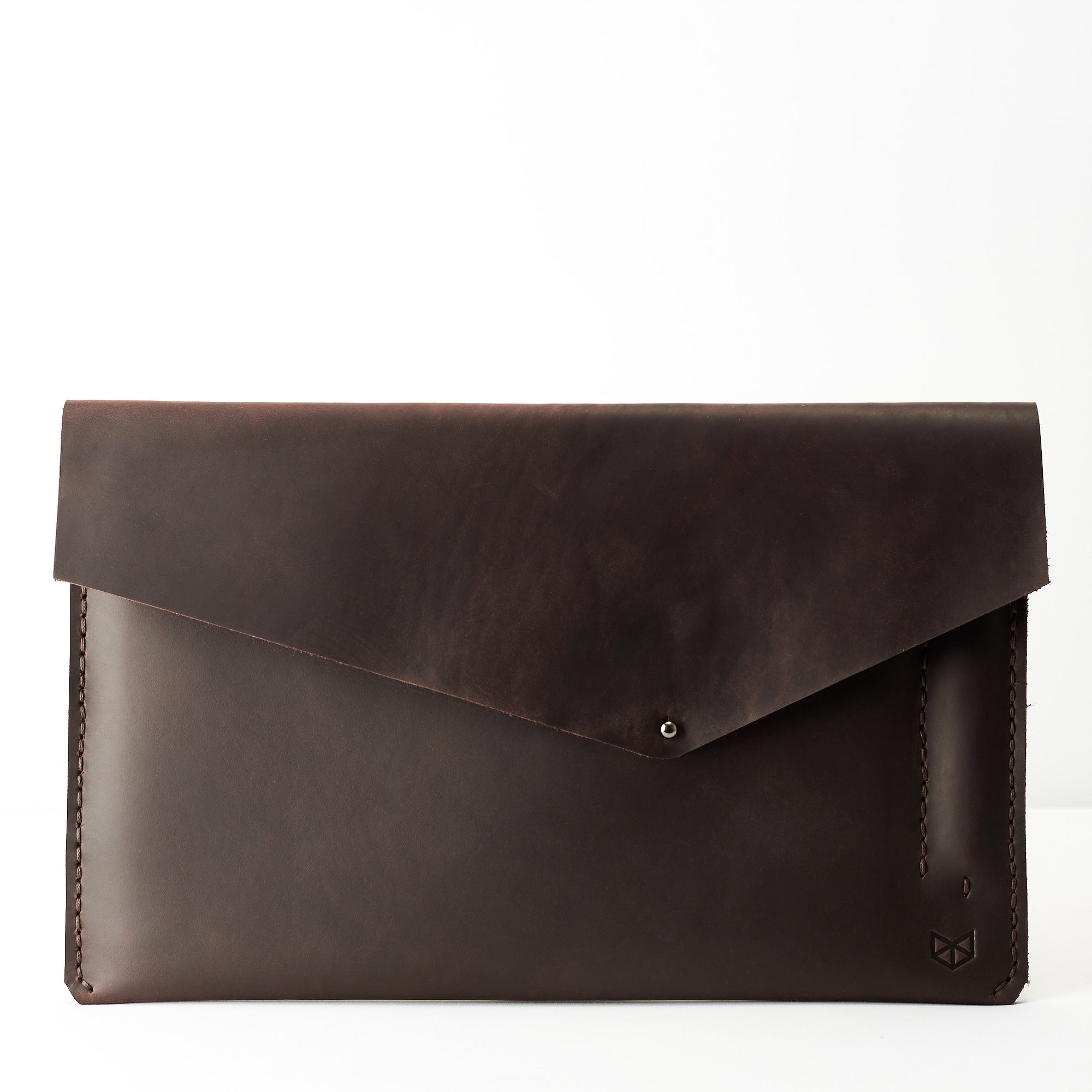 Dark brown handcrafted leather reMarkable tablet case. Folio with Marker holder. Paper E-ink tablet minimalist sleeve design. 