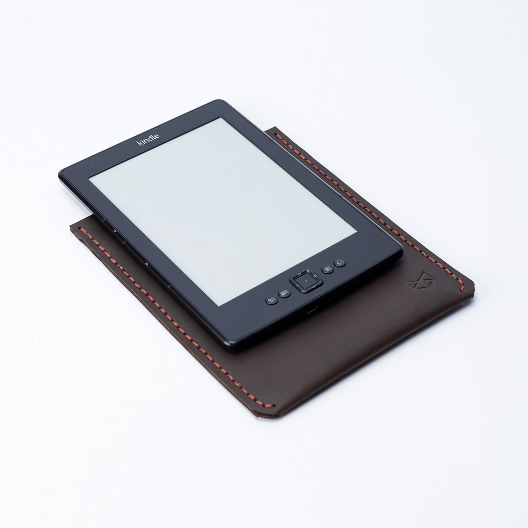 Custom Marron Leather Kindle Cover. Hand stitched Case. Lucid Kindle Case. Gifts for him