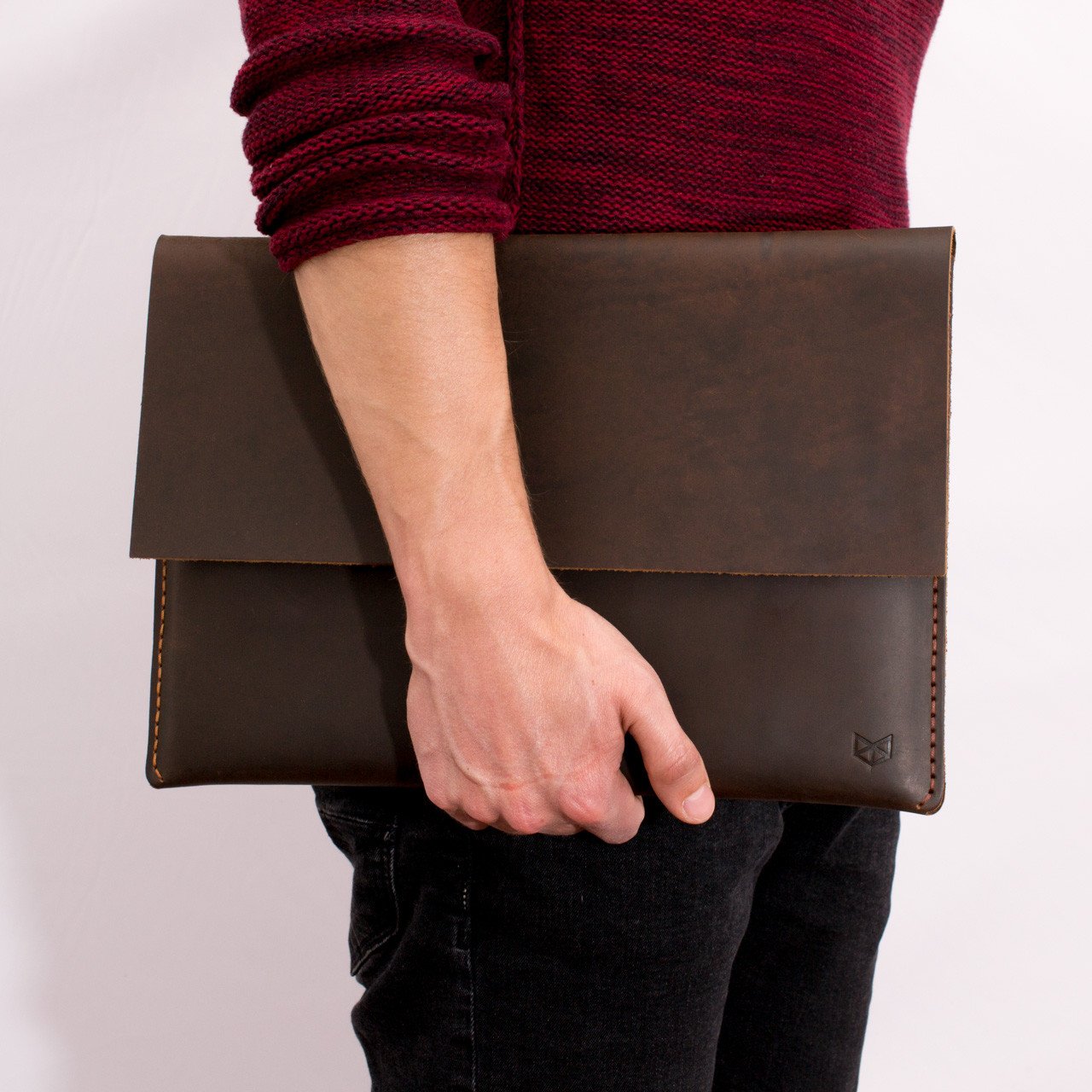 Carrying. Brown Leather MacBook Case. MacBook Sleeve by Capra Leather