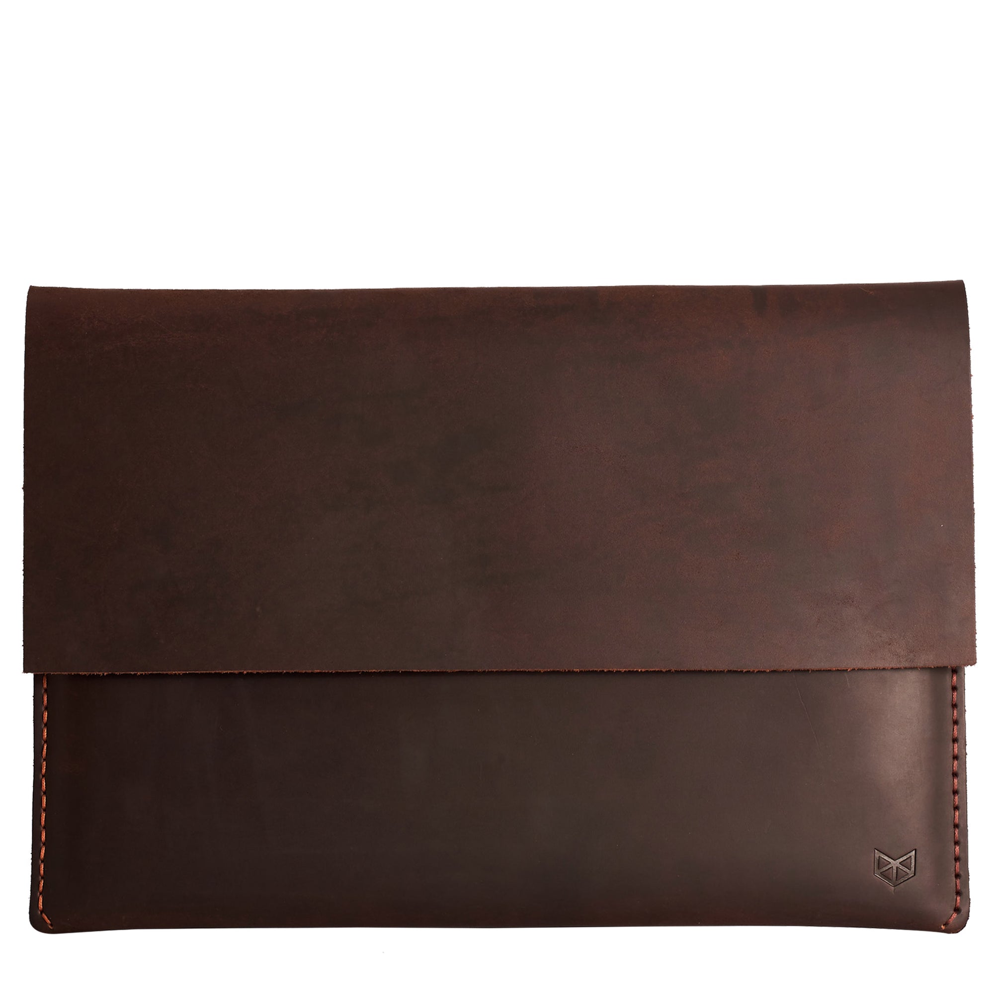 Closed. Brown Leather MacBook Case. MacBook Sleeve by Capra Leather
