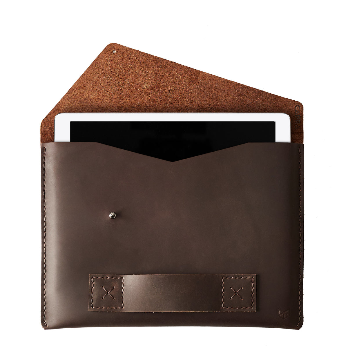 Cover .Dark brown iPad pro 12.9 inch leather sleeve. Mens leather iPad case for mens gifts