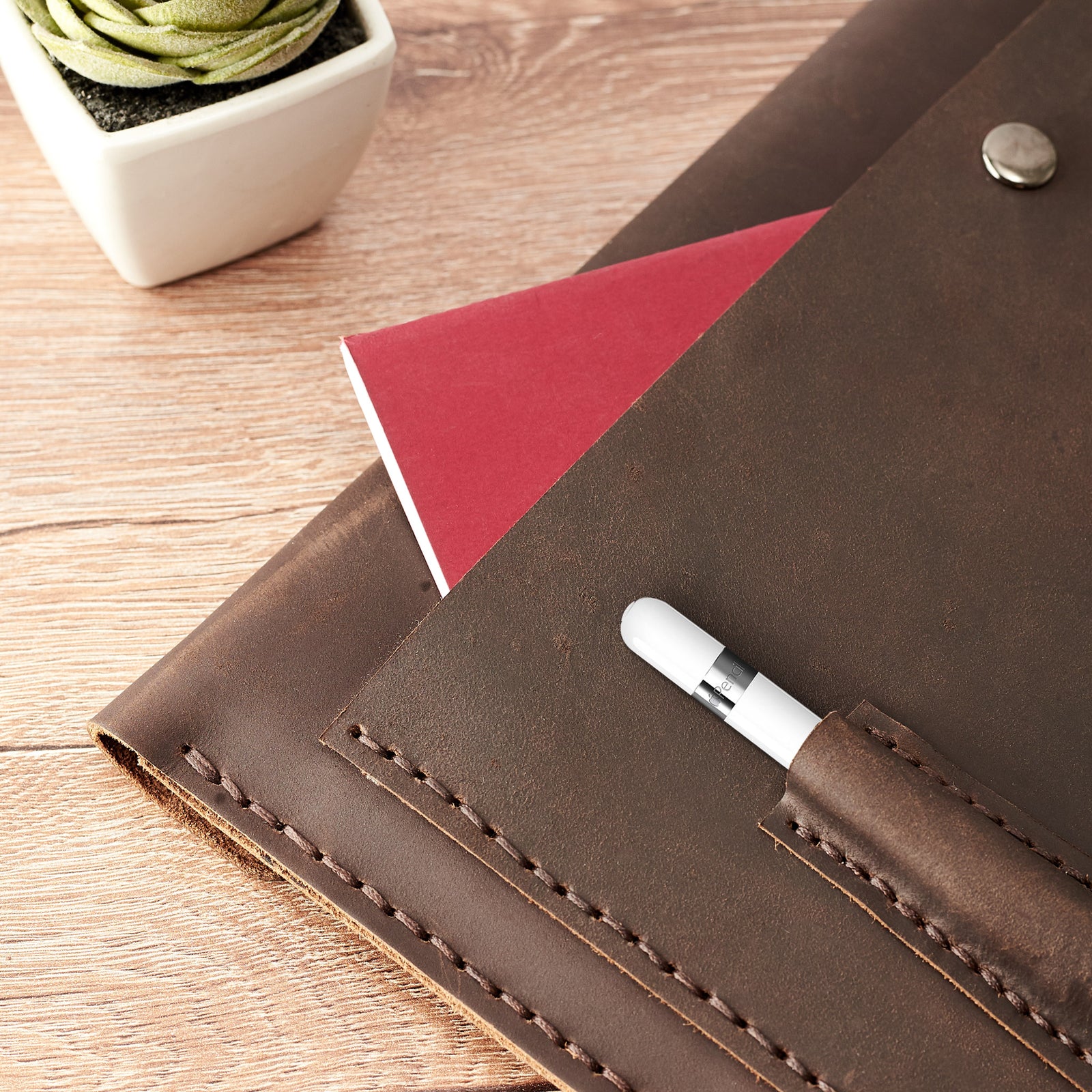 Slim back pocket. Dark brown iPad pro 12.9 inch leather sleeve. Mens leather iPad case for mens gifts