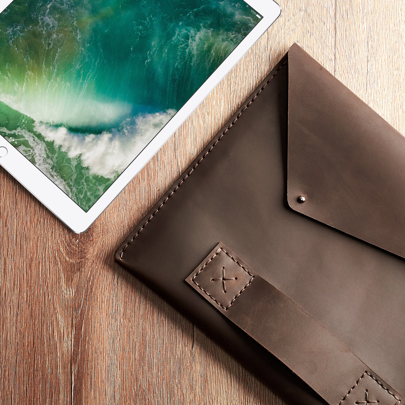 Style. Dark brown iPad pro 12.9 inch leather sleeve. Mens leather iPad case for mens gifts