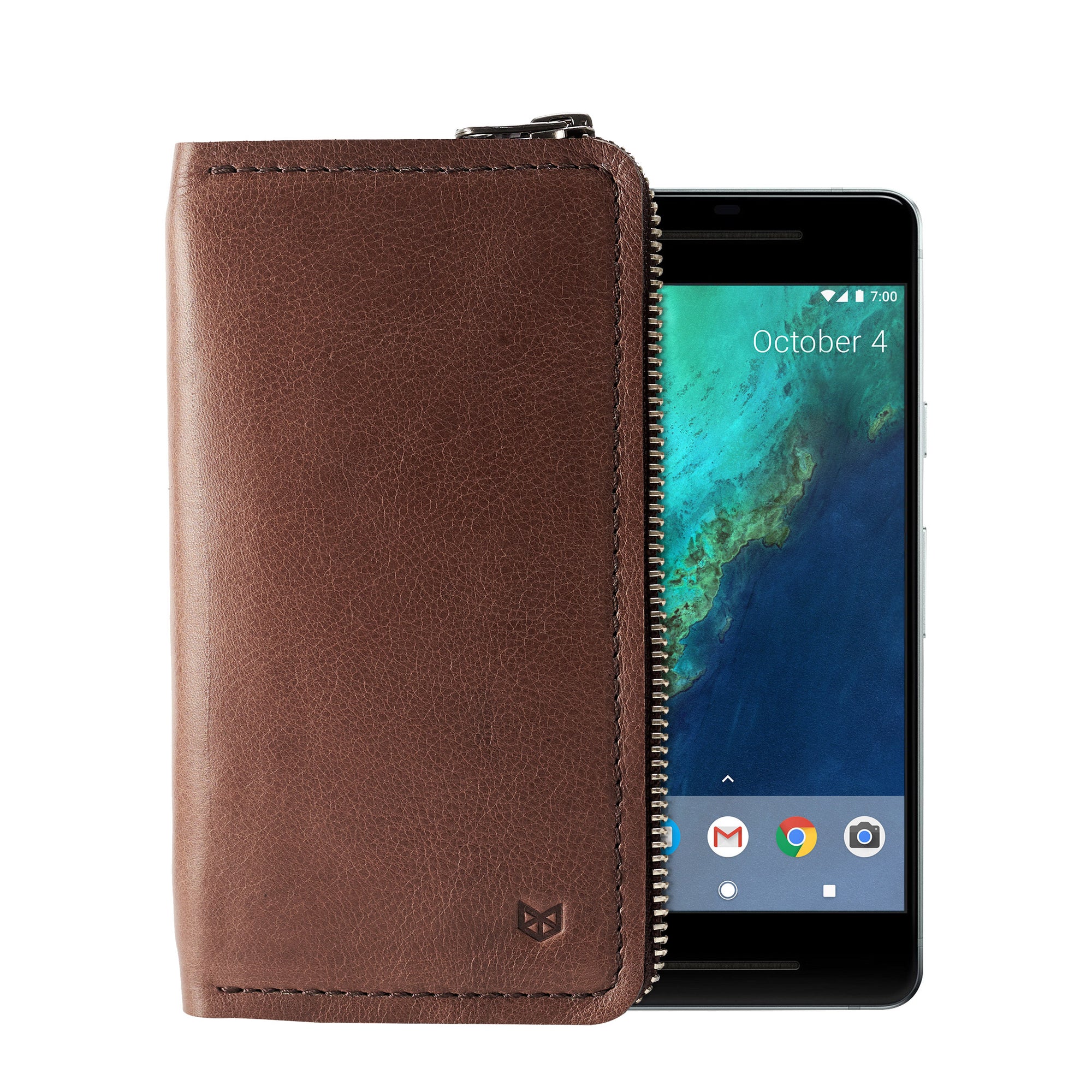 Cover. Carefully handcrafted brown leather case stand wallet for new Google Pixel 2 and 2 XL. Men's Pixel sleeve with card holder.