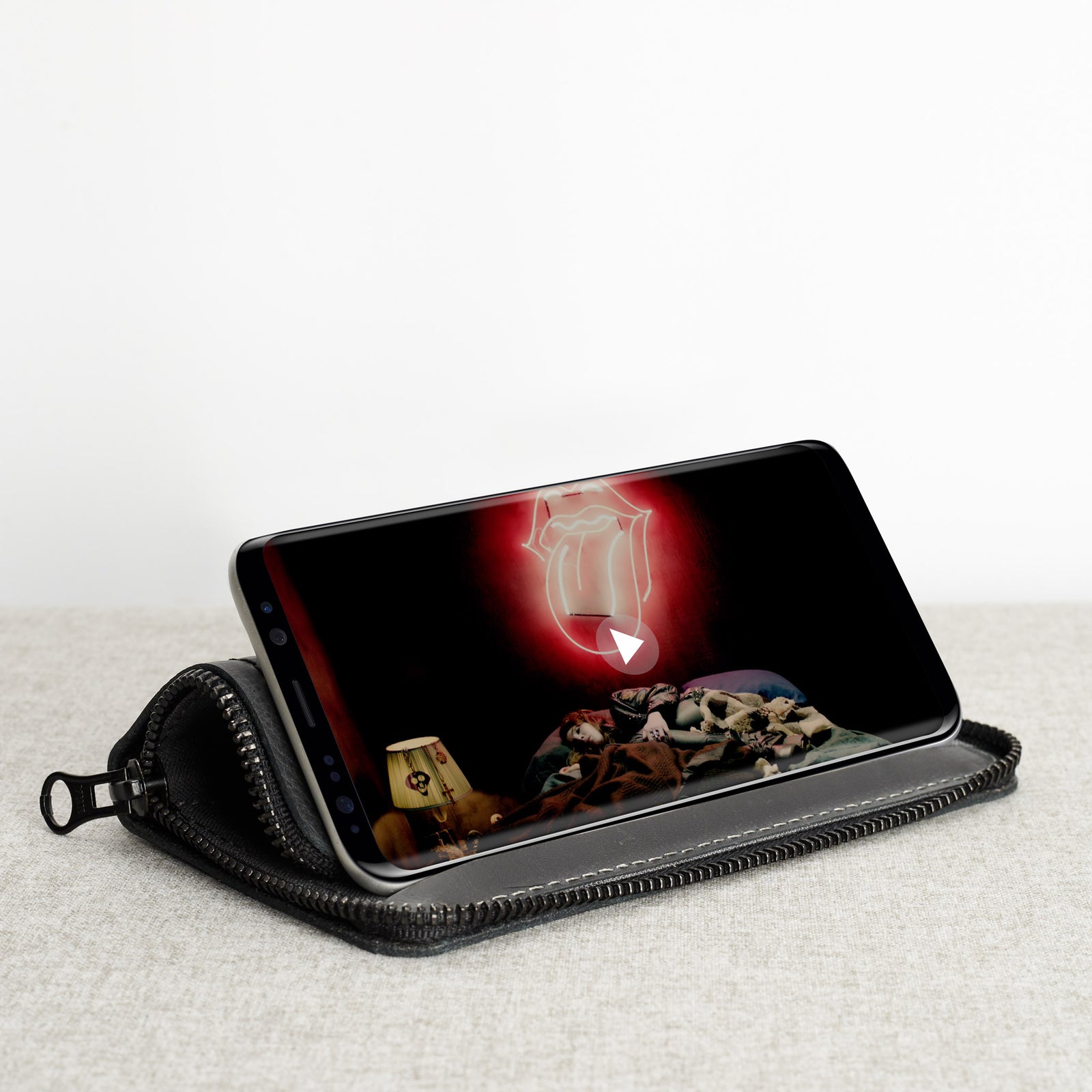 Cover. Black handcrafted leather stand case for the Samsung Galaxy S8 and S8 Plus. Samsung sleeve wallet with card holder