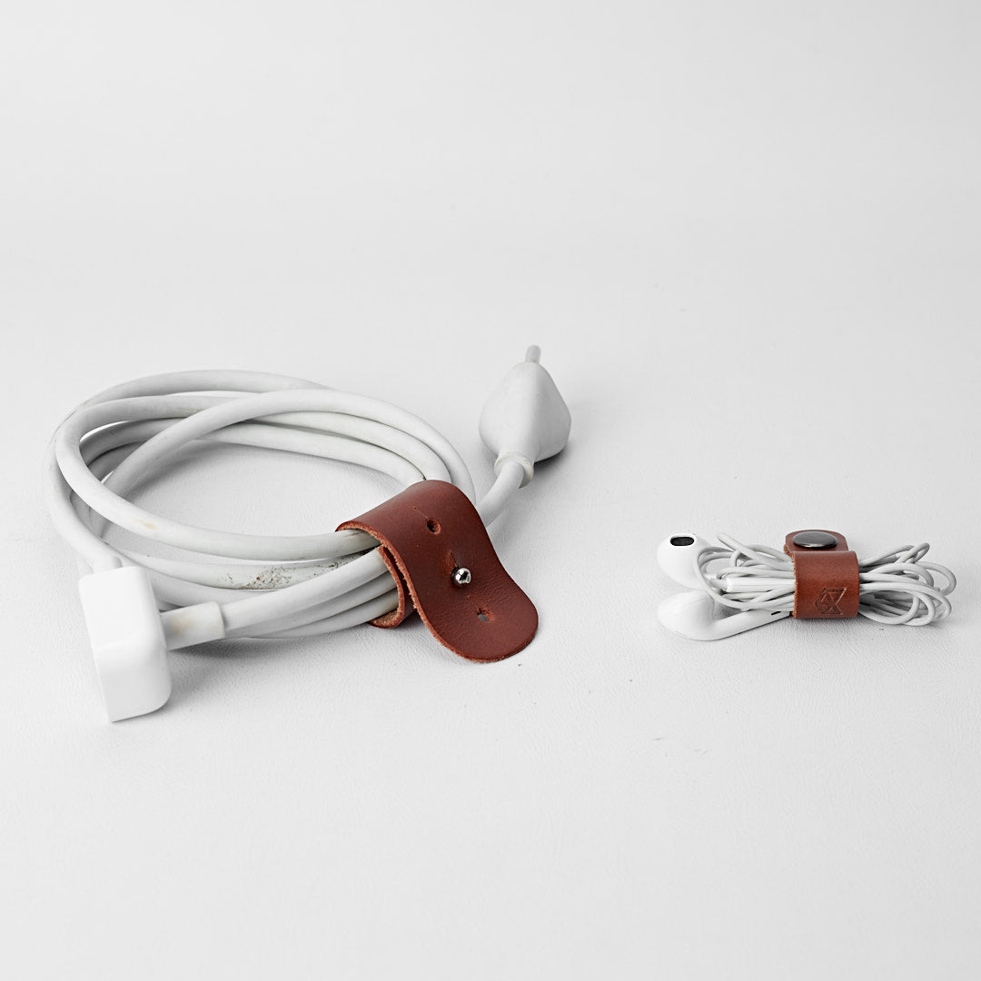 Cable Ties. Minimalistic Acorn Leather Cable Organizers, Boyfriend gift, Mousepads, Personalized stationary, Custom office supplies