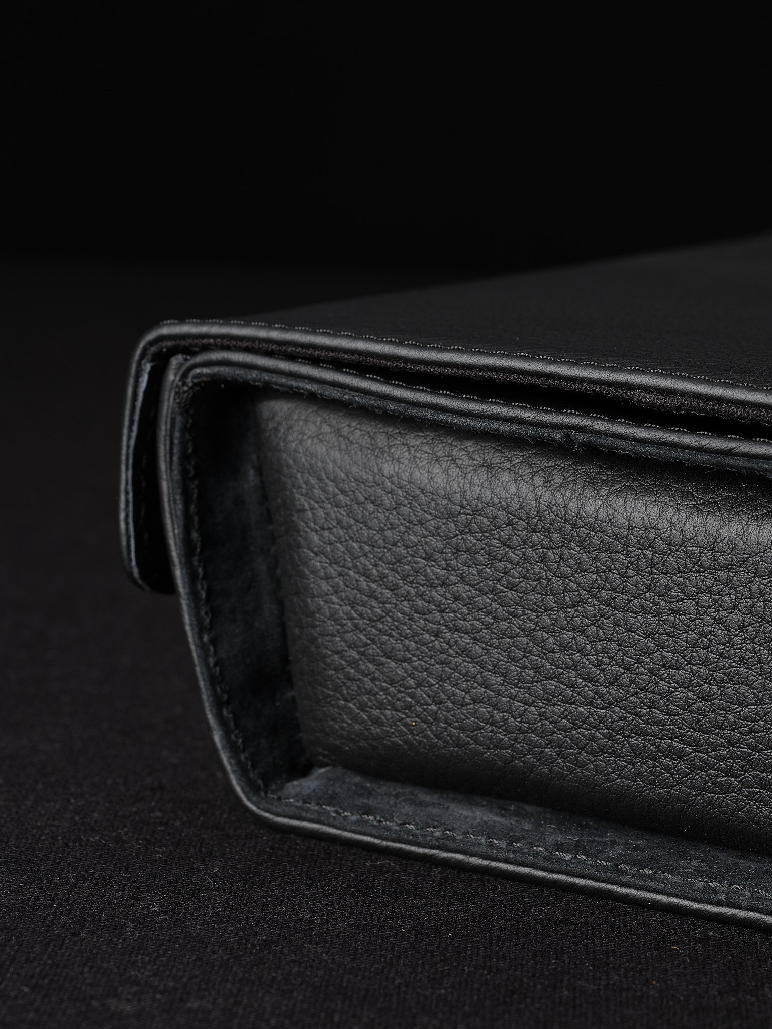 Black Leather elegant glasses case with lanyard | Valextra